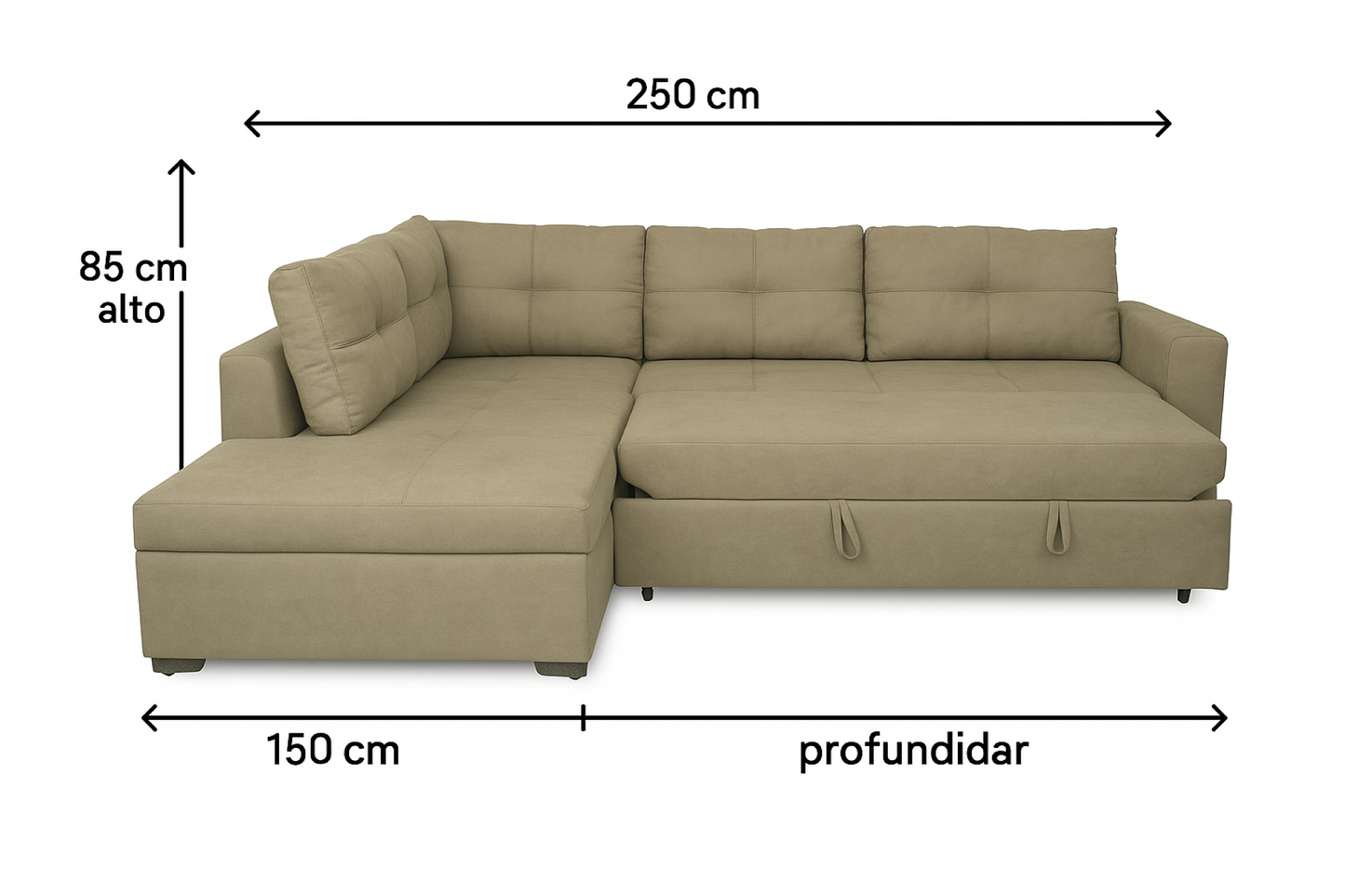 SALA RINCONERO PRIME + PUFF MICROFIBRA CAMEL