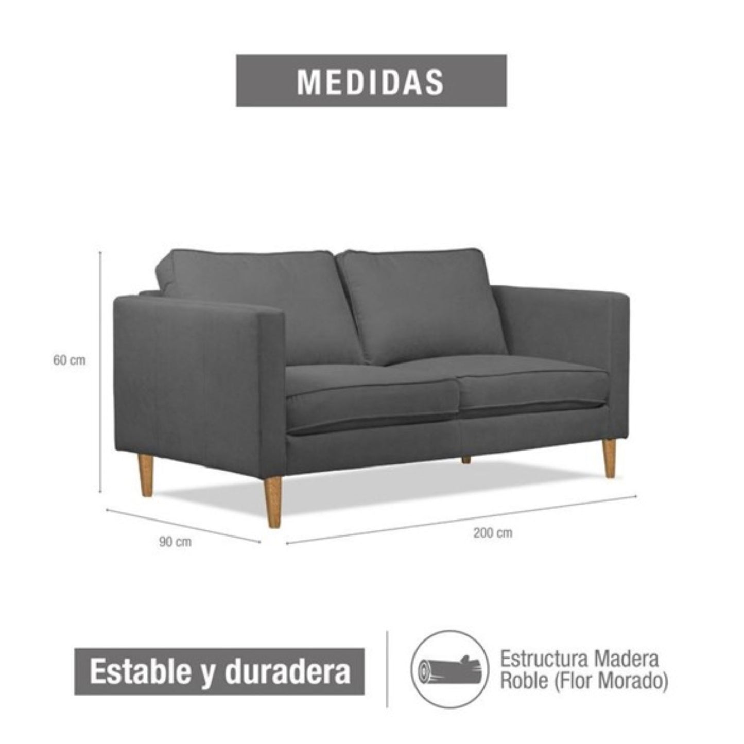 SOFA MONTREAL 3 PUESTOS MICROFIBRA GRIS PLOMO