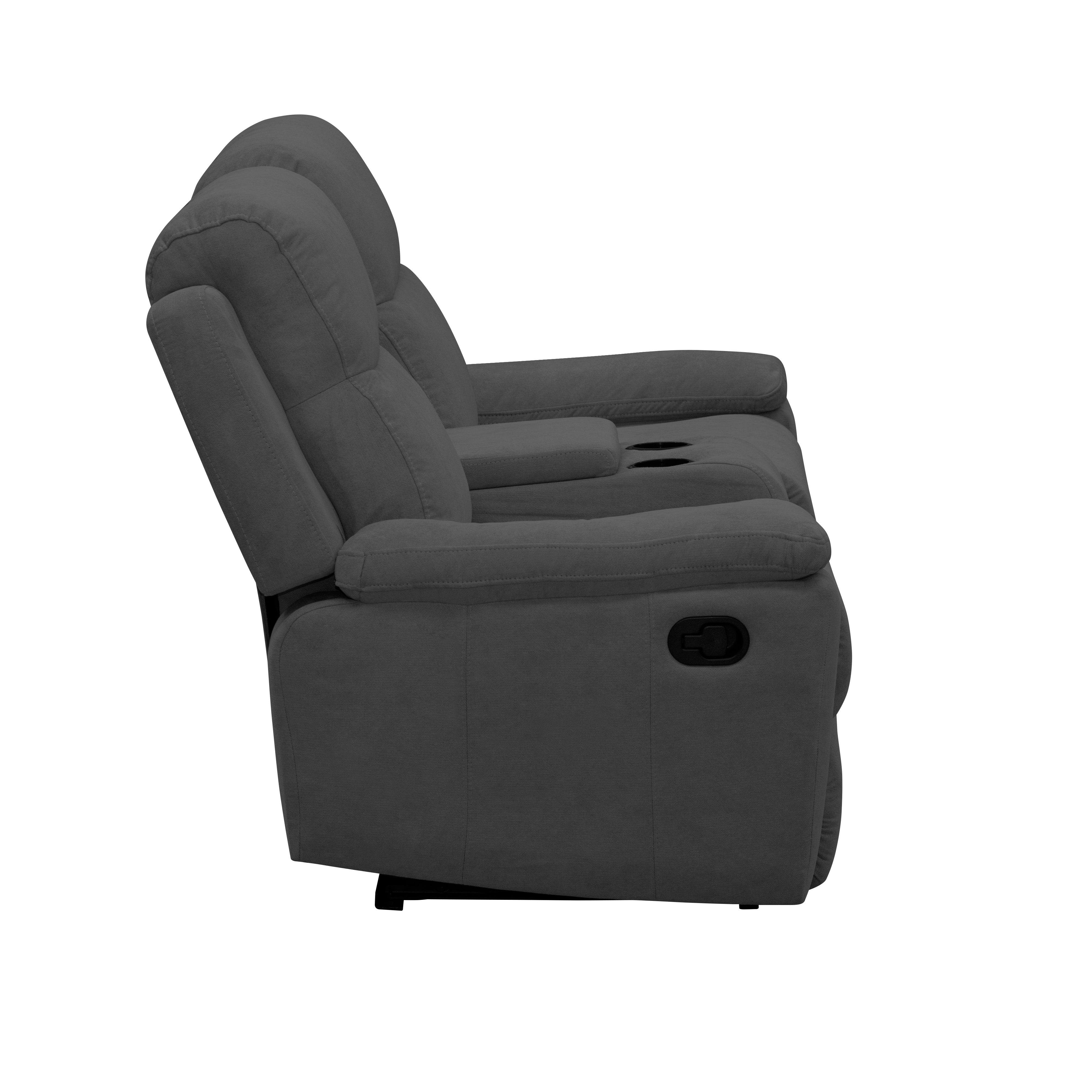 Sofá Reclinable Con Consola Marsella 2 Puestos Microfibra Gris