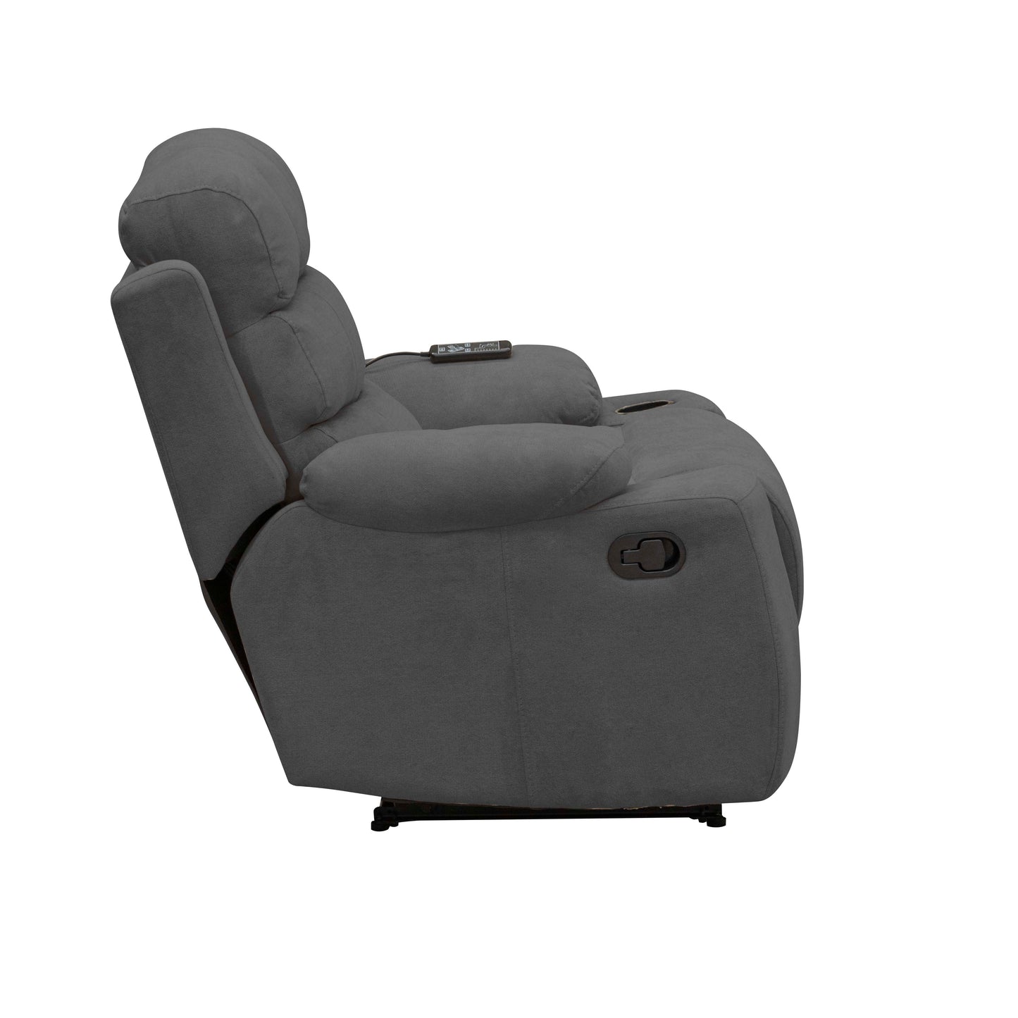 SILLA RECLINABLE ESTATICA HOUSTON CON MASAJE MICROFIBRA GRIS PLOMO