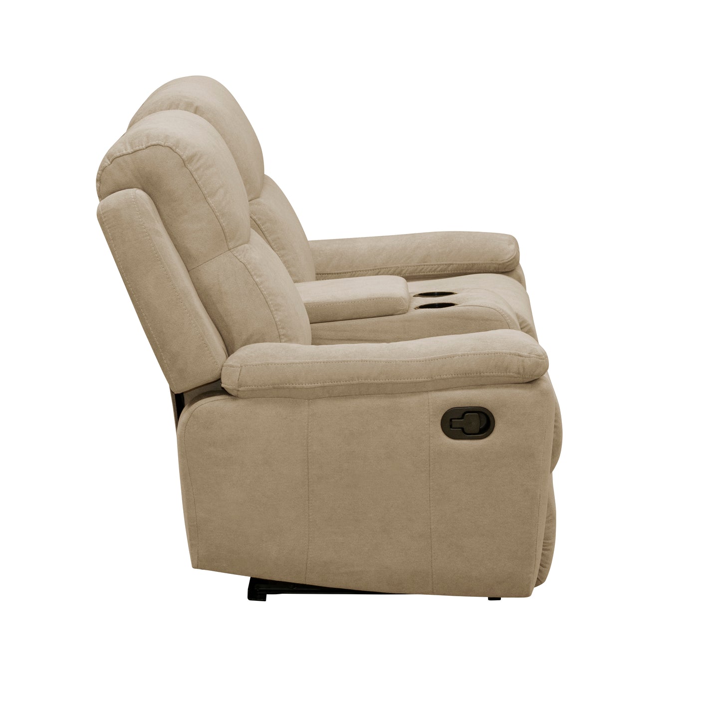 SOFÁ RECLINABLE CON CONSOLA MARSELLA 2 PUESTOS MICROFIBRA CAMEL