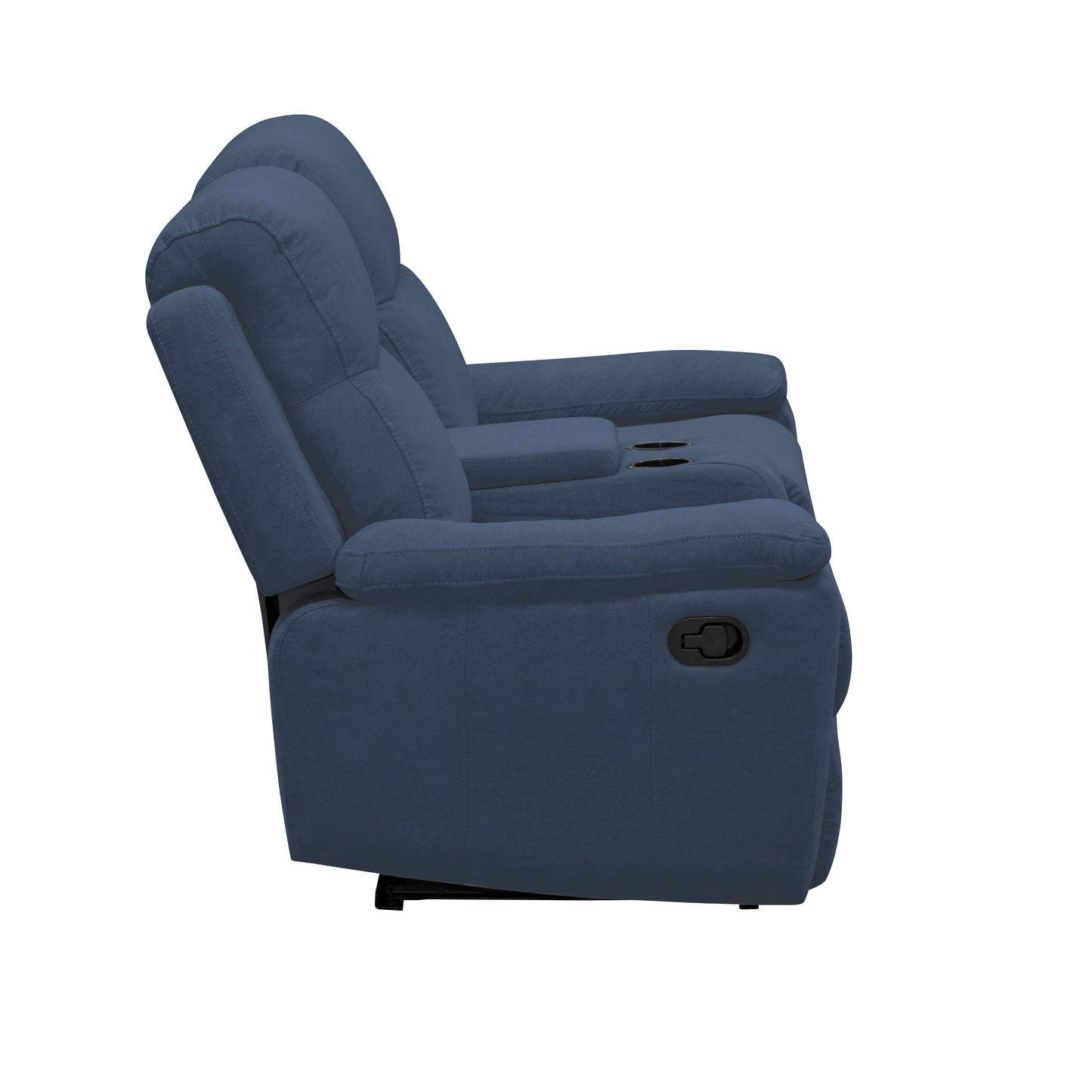 SOFA RECLINABLE CON CONSOLA MARSELLA 2 PUESTOS MICROFIBRA AZUL