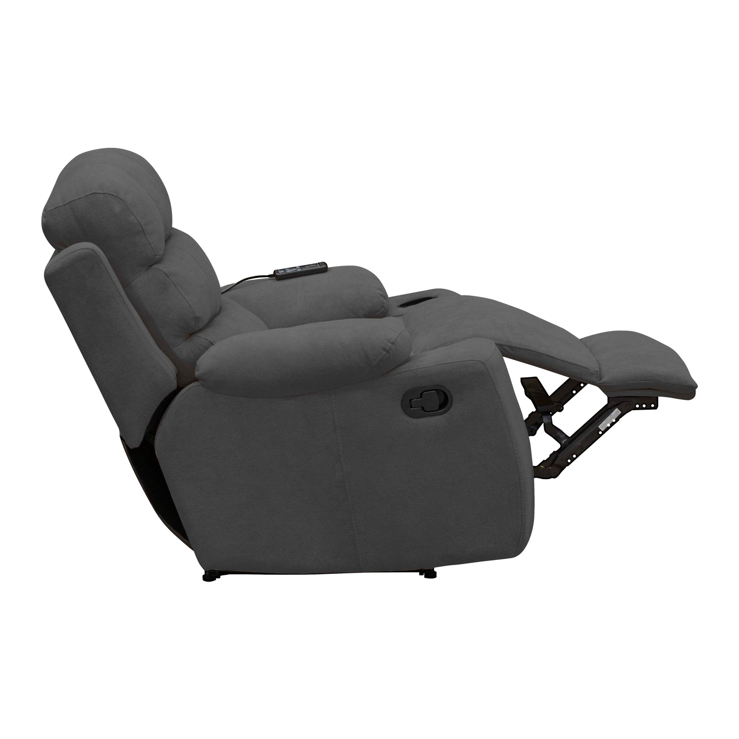 SILLA RECLINABLE ESTATICA HOUSTON CON MASAJE MICROFIBRA GRIS PLOMO