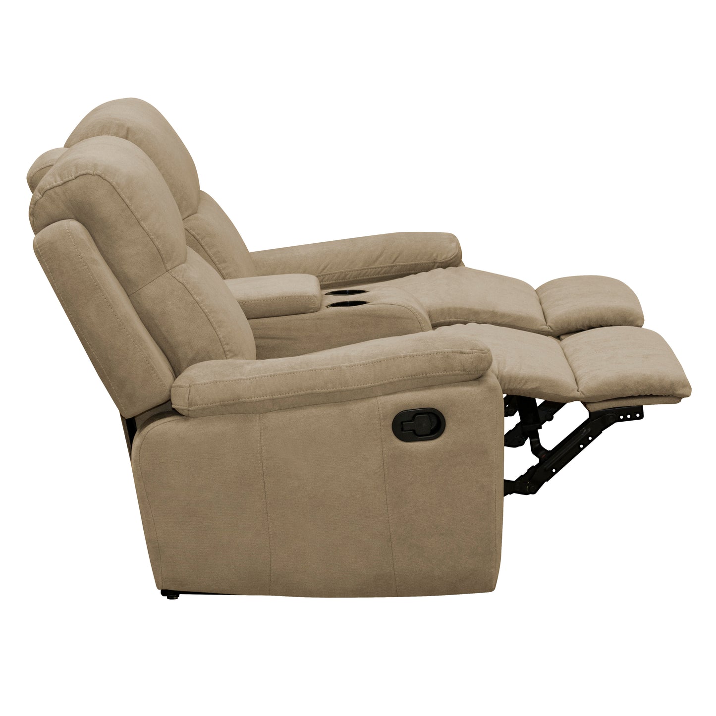 SOFÁ RECLINABLE CON CONSOLA MARSELLA 2 PUESTOS MICROFIBRA CAMEL
