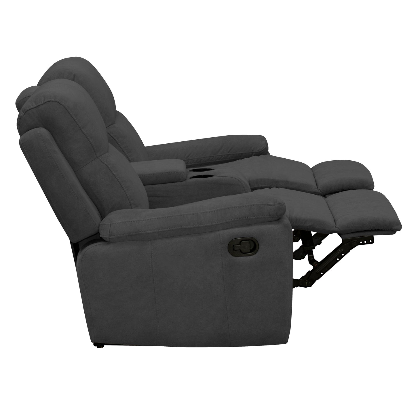 SOFA RECLINABLE CON CONSOLA MARSELLA MICROFIBRA GRIS