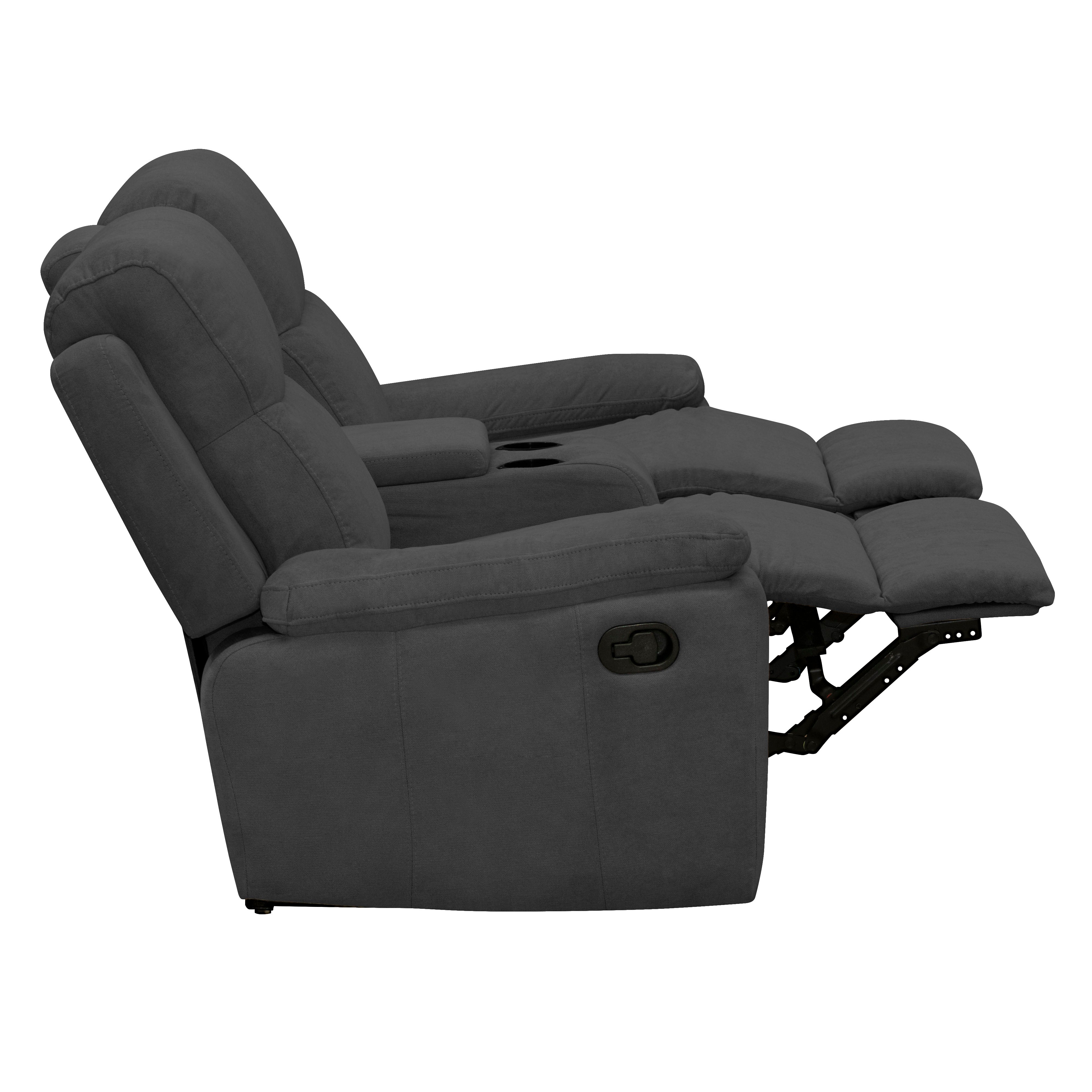 Sofá Reclinable Con Consola Marsella 2 Puestos Microfibra Gris