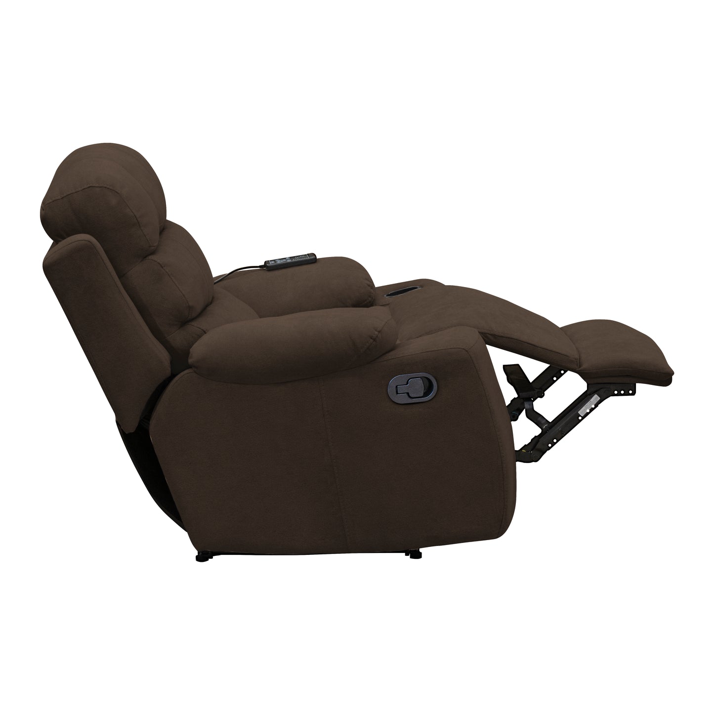 SILLA RECLINABLE ESTATICA HOUSTON CON MASAJE MICROFIBRA CHOCOLATE