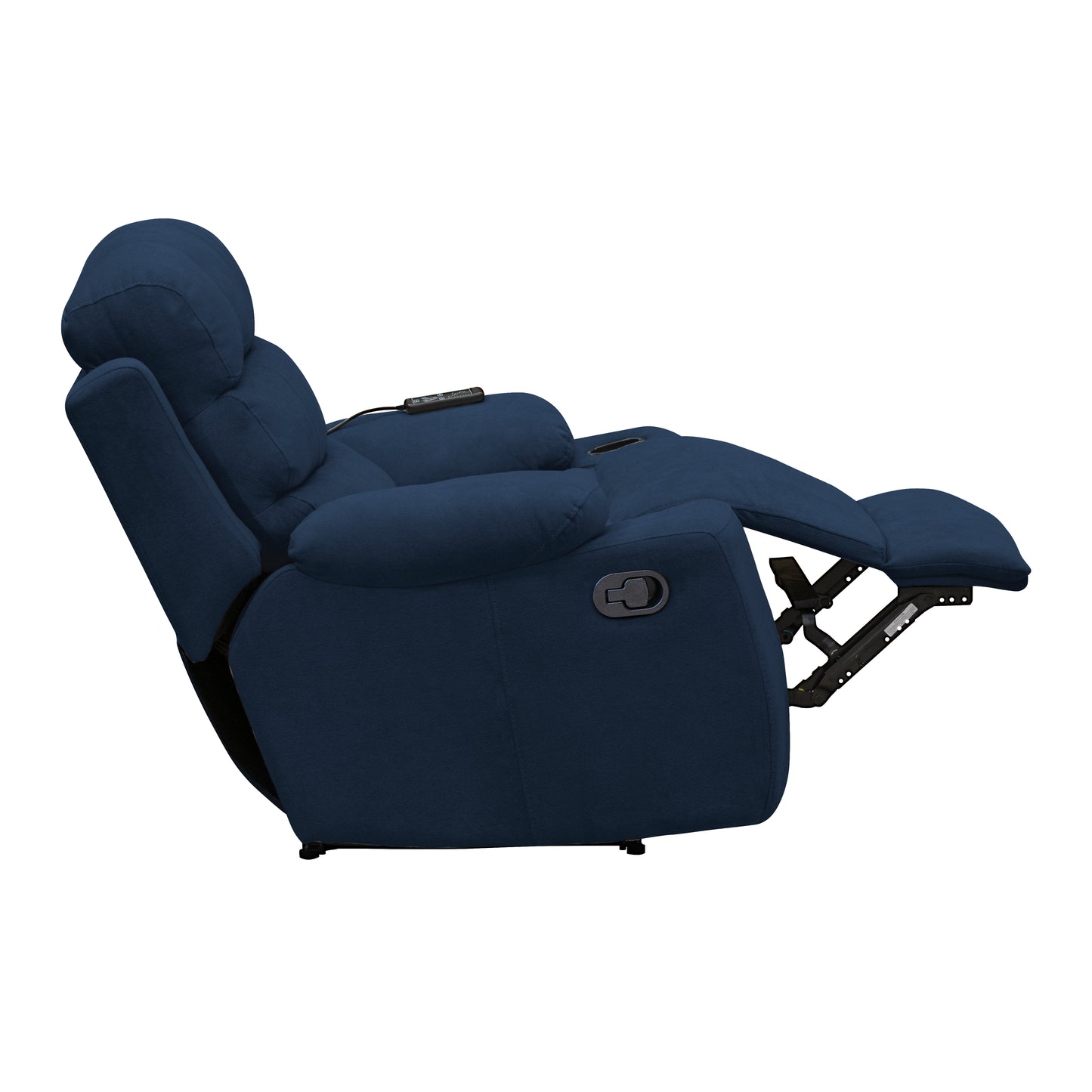 SILLA RECLINABLE ESTATICA HOUSTON CON MASAJE MICROFIBRA AZUL