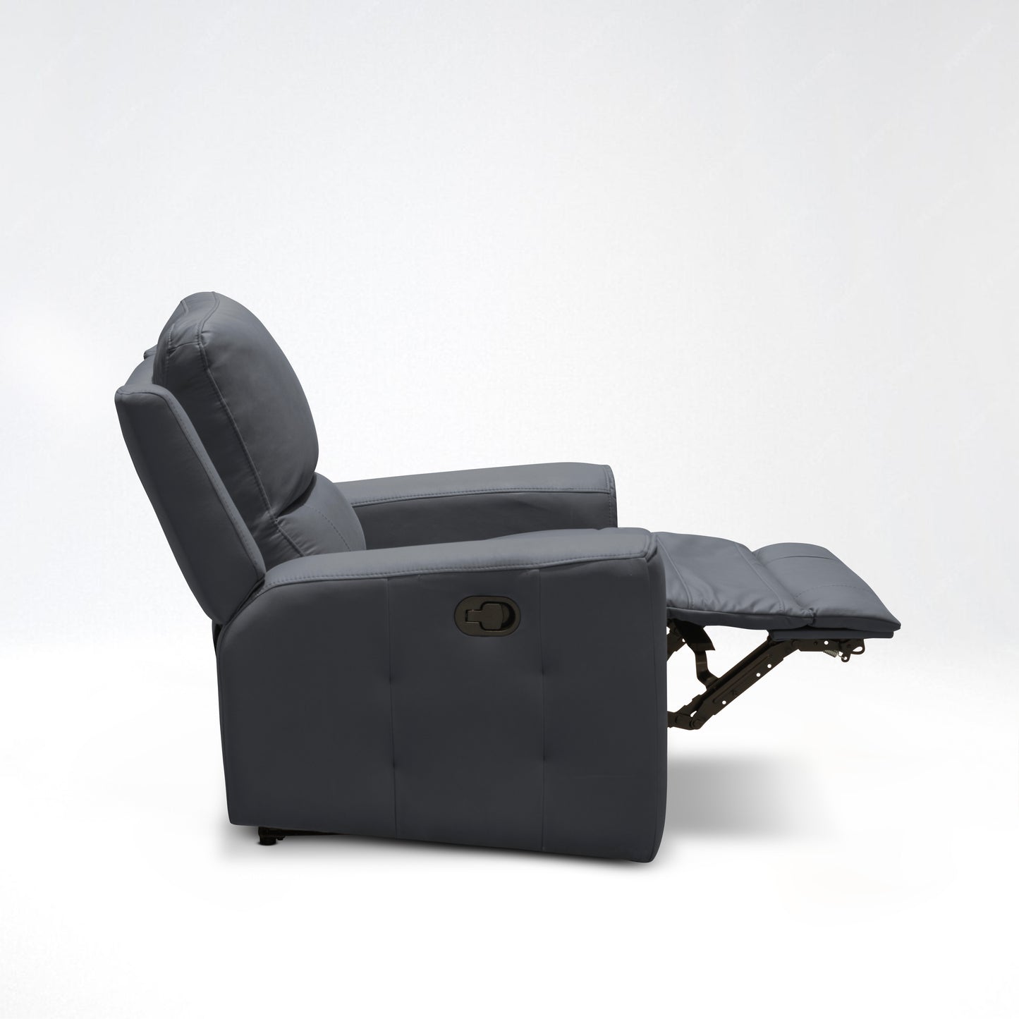 SILLA RECLINABLE MANUAL DUKE 1 PUESTO TIPO CUERO GRAFITO