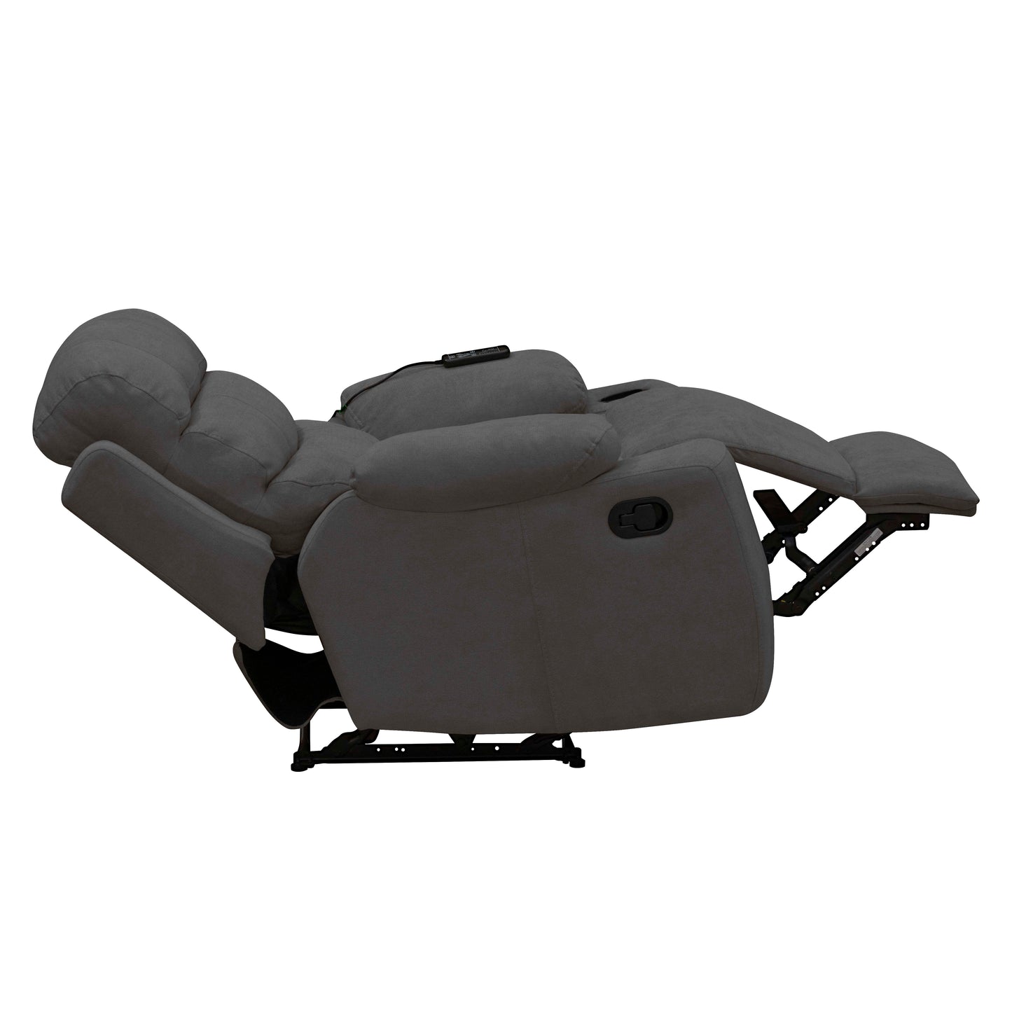 SILLA RECLINABLE ESTATICA HOUSTON CON MASAJE MICROFIBRA GRIS PLOMO