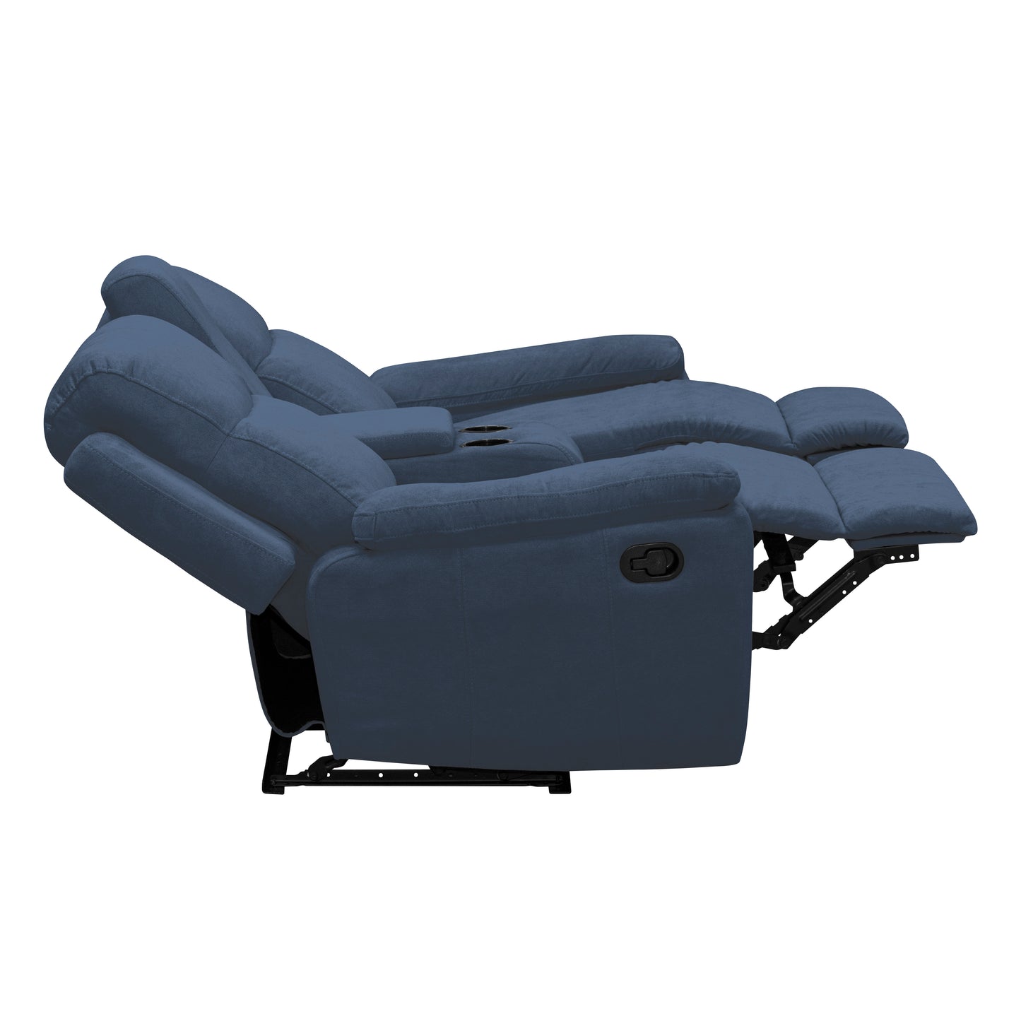 SOFA RECLINABLE CON CONSOLA MARSELLA 2 PUESTOS MICROFIBRA AZUL