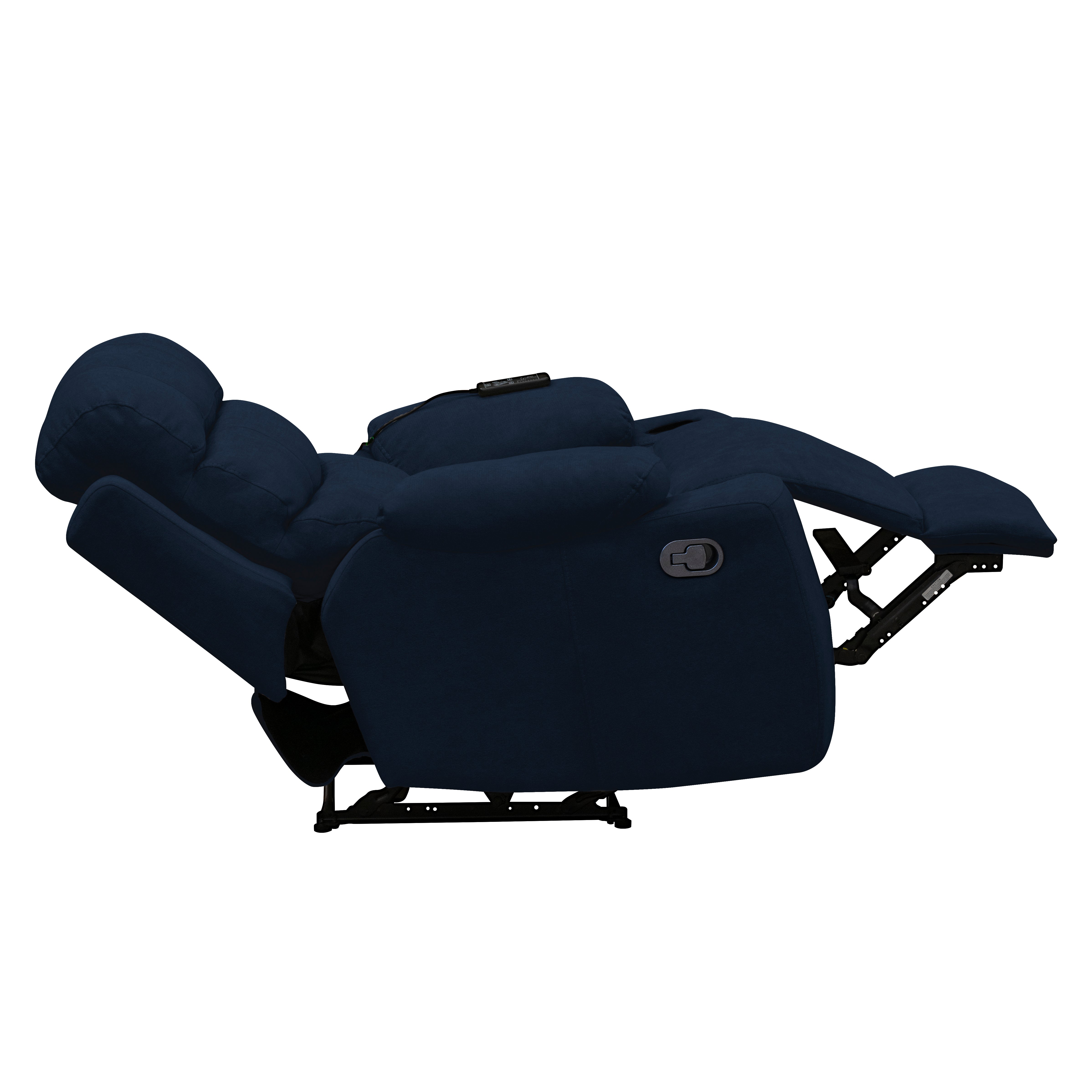 Silla reclinable estatica houston con masaje microfibra azul