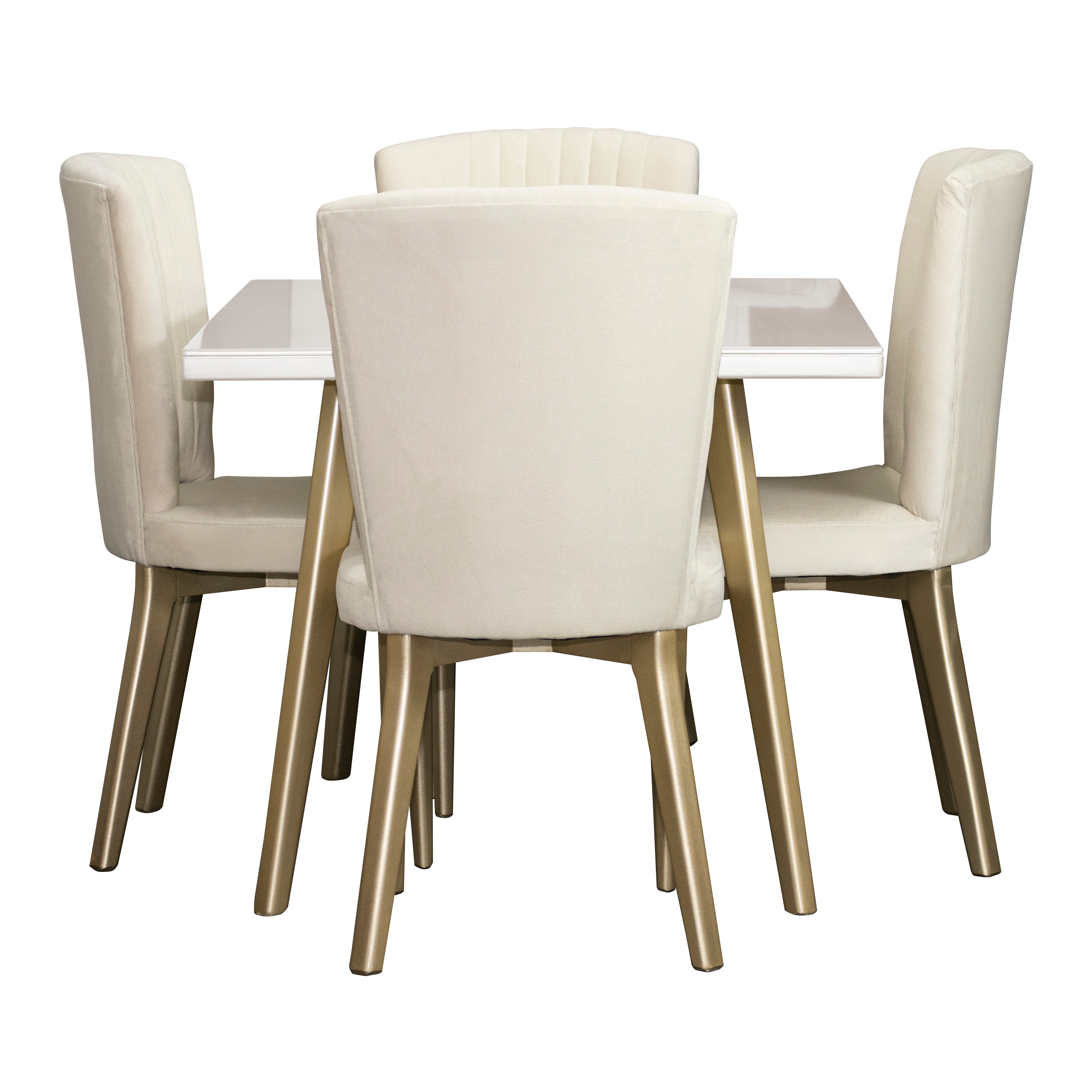 Comedor 4 puestos regina microfibra b perla champaña crudo