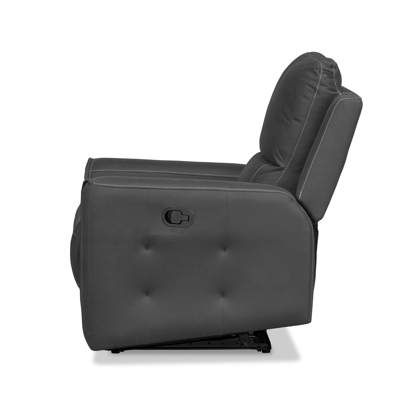 SILLA RECLINABLE MANUAL DUKE 1 PUESTO TIPO CUERO GRIS PLOMO