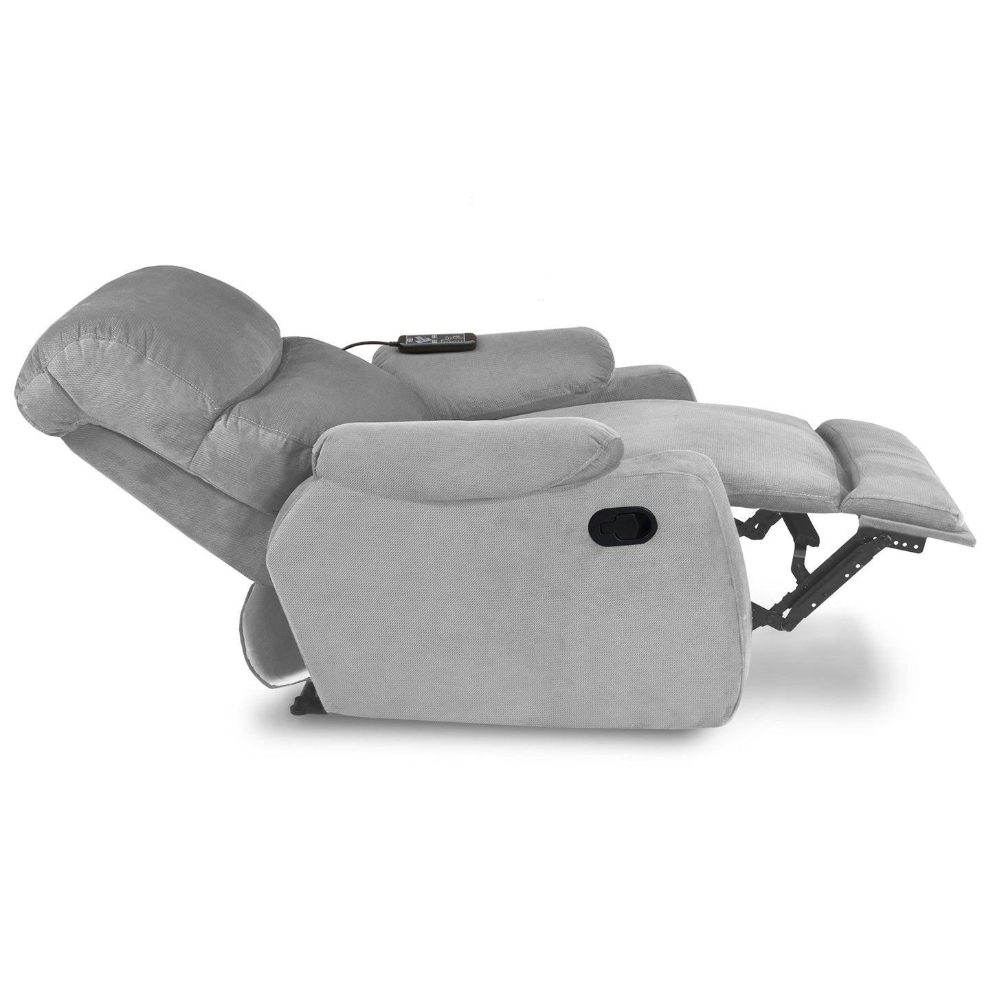 SILLA RECLINABLE VELARA 1 PUESTO ESTATICA MASAJE MICROFIBRA PLATA