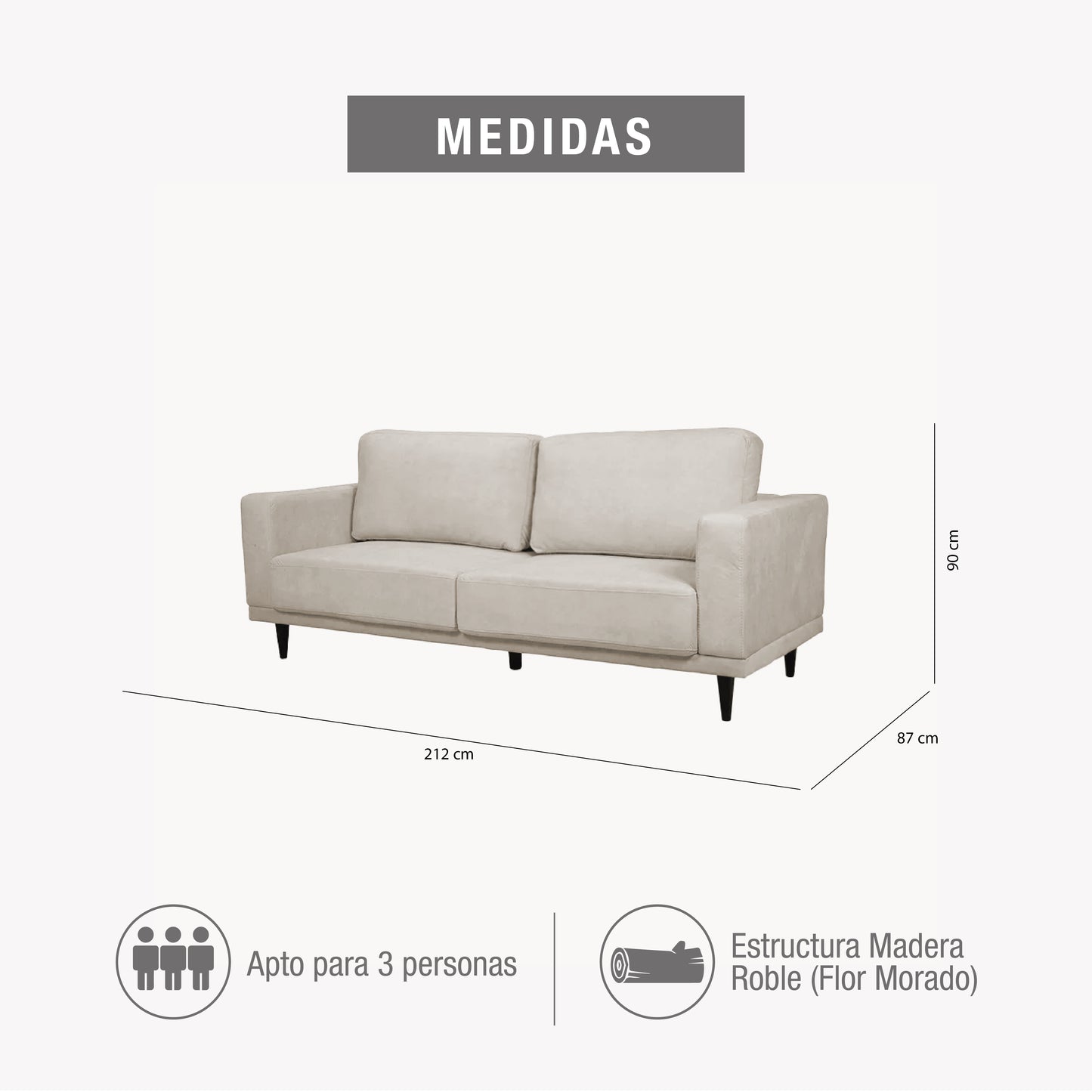 SOFÁ 3 PUESTOS RIVERSIDE IVORY