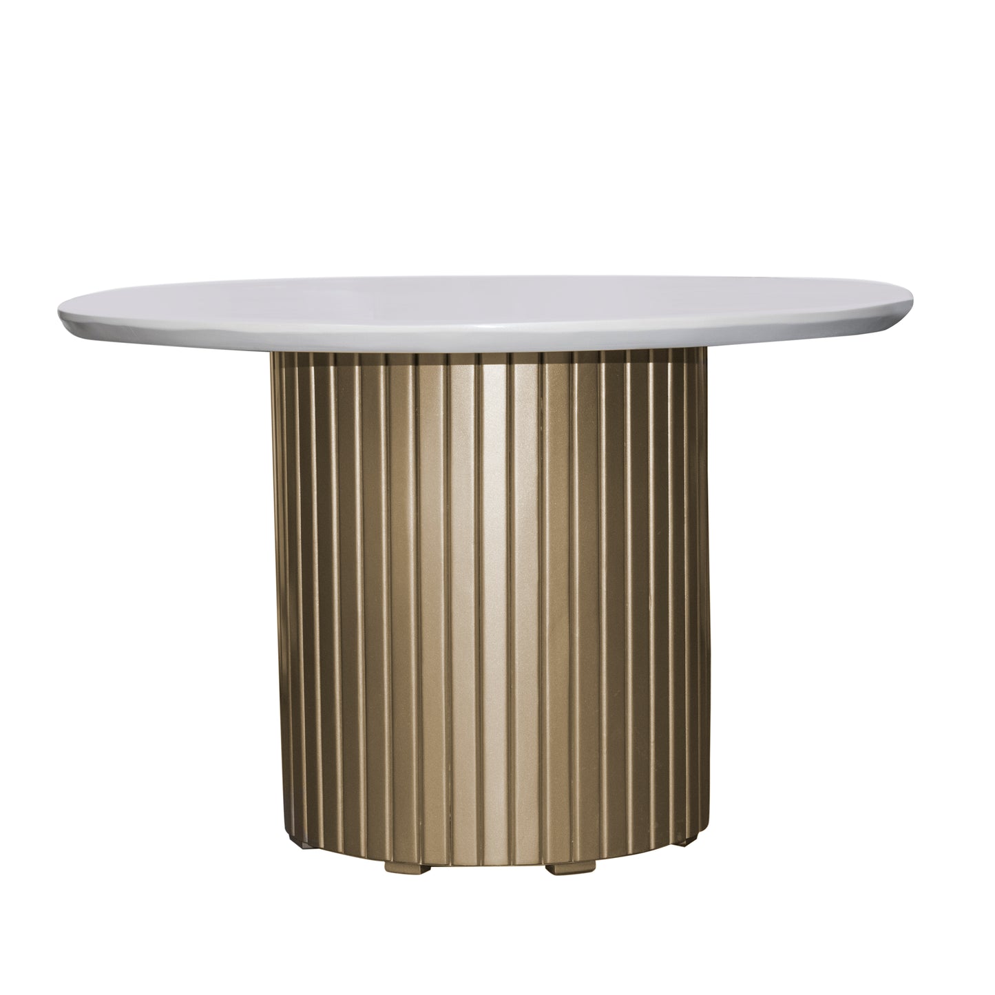 MESA COMEDOR ZELDA 4 PTOS REDONDA CHAMPAÑA BLANCO PERLA