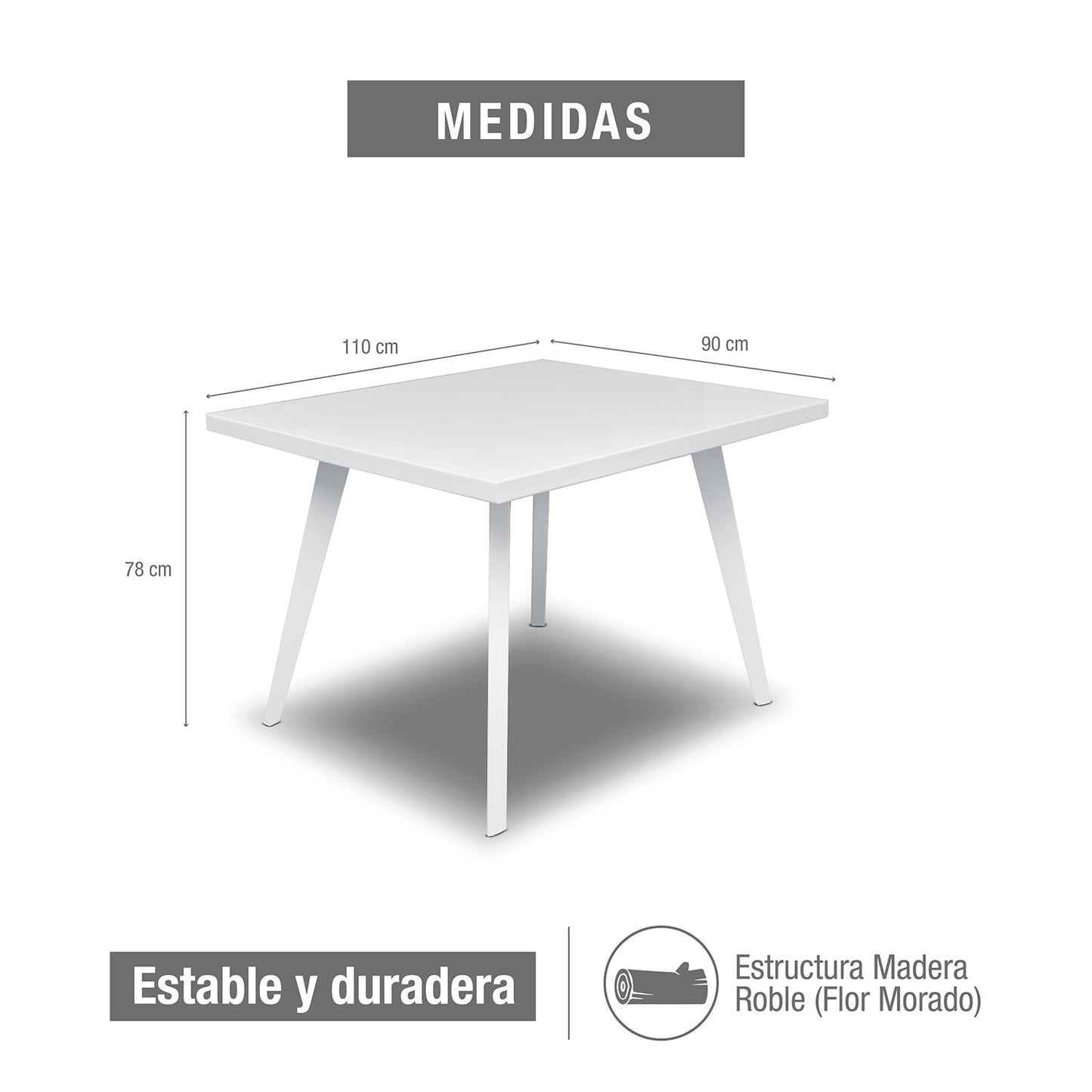 MESA COMEDOR 4 PUESTOS SEUL BLANCO - BLANCO