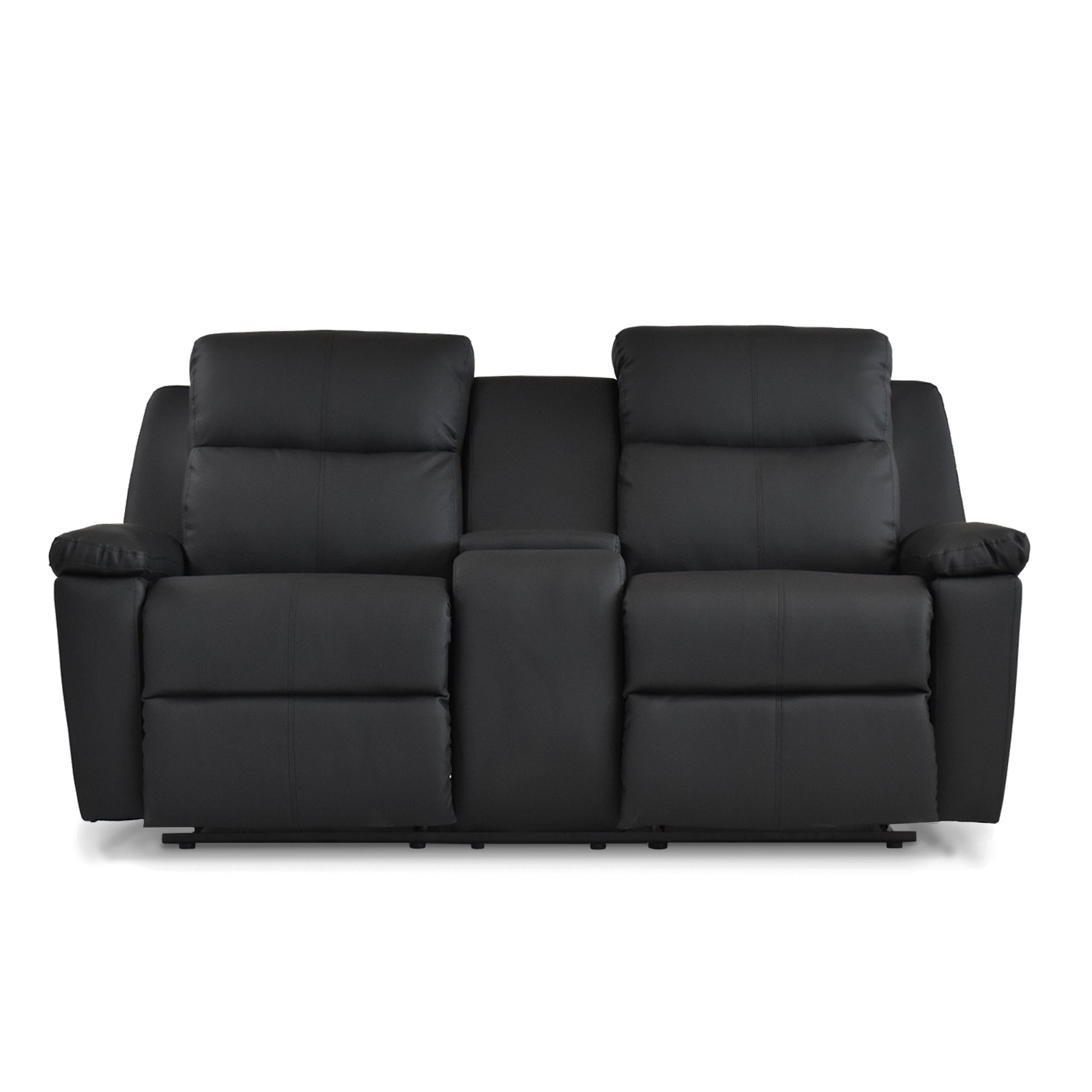 Sofá reclinable con consola marsella 2 puestos sintético negro