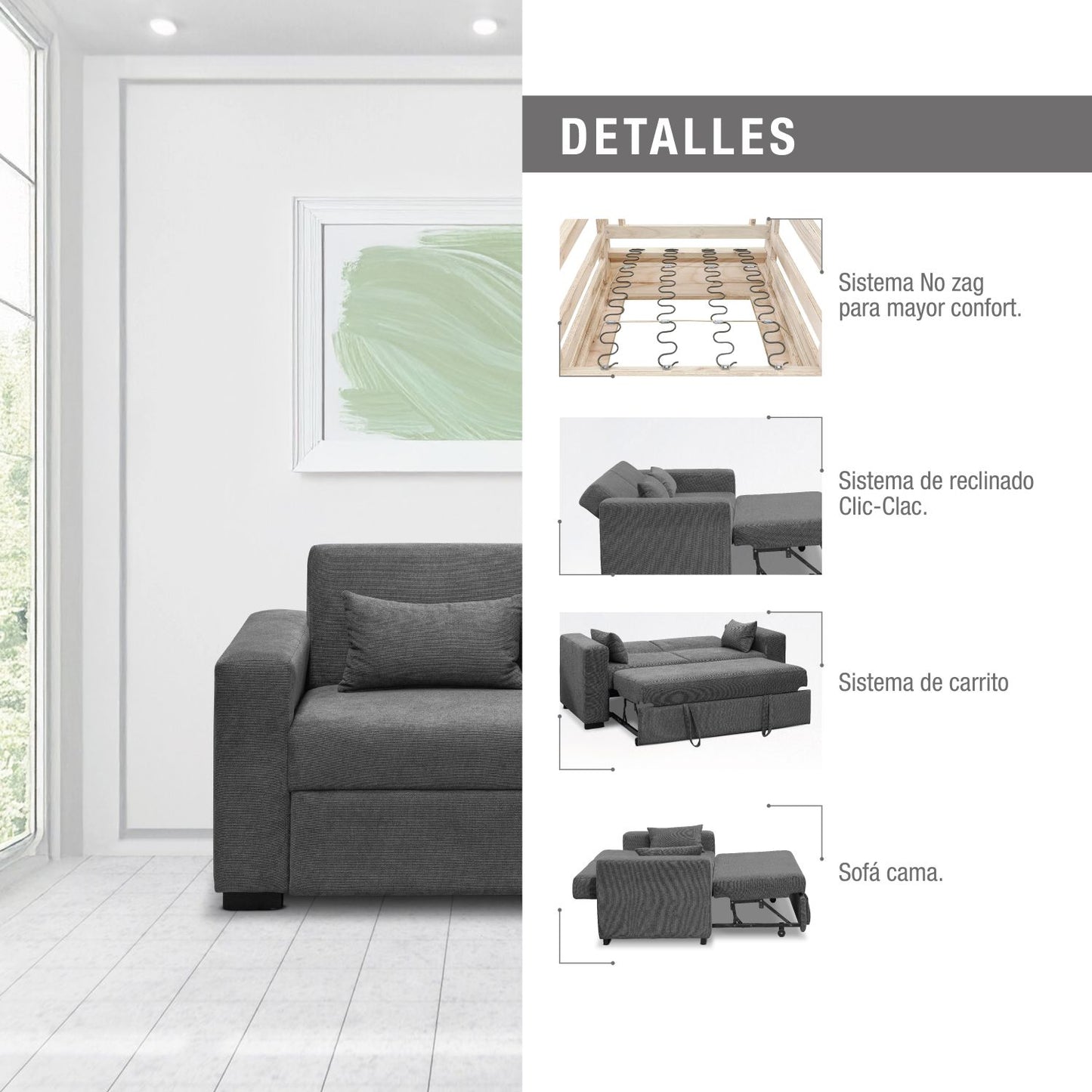 SOFA CAMA OLWEN 140 CARBON