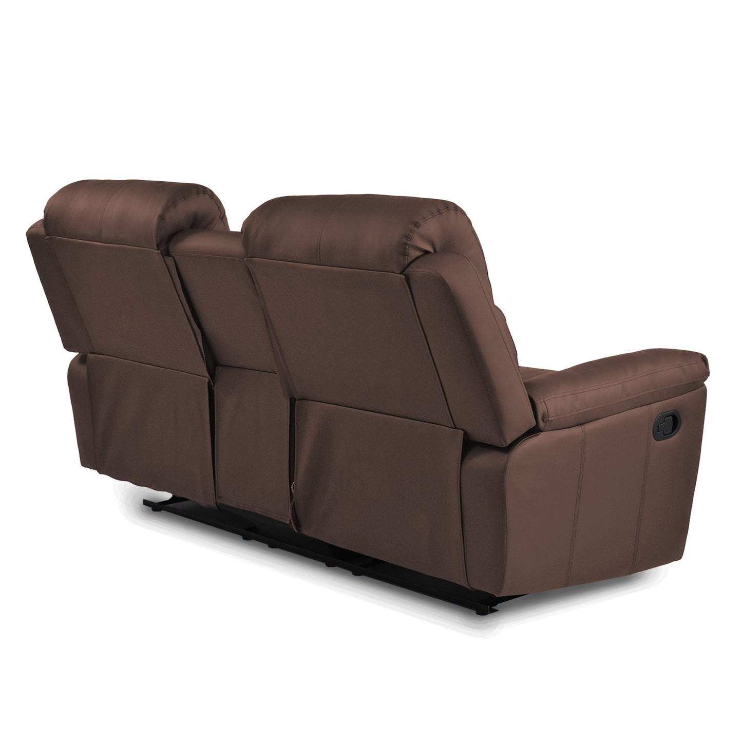 SOFA RECLINABLE CON CONSOLA MARSELLA 2 PUESTOS SINTETICO CHOCOLATE