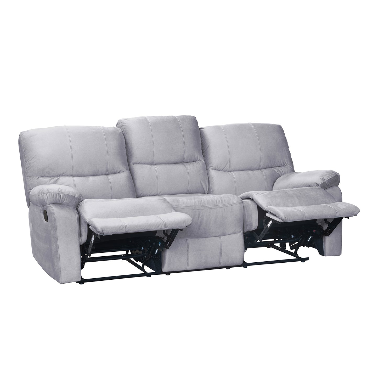 SOFA RECLINABLE GALL 3 PUESTOS MICROFIBRA PLATA