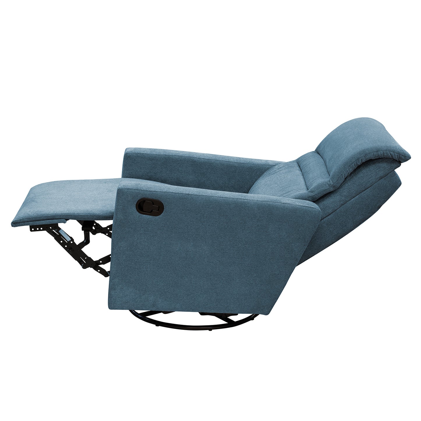 SILLA RECLINABLE MECEDORA GIRATORIA ARTHUR 1 PUESTO MICROFIBRA AZUL