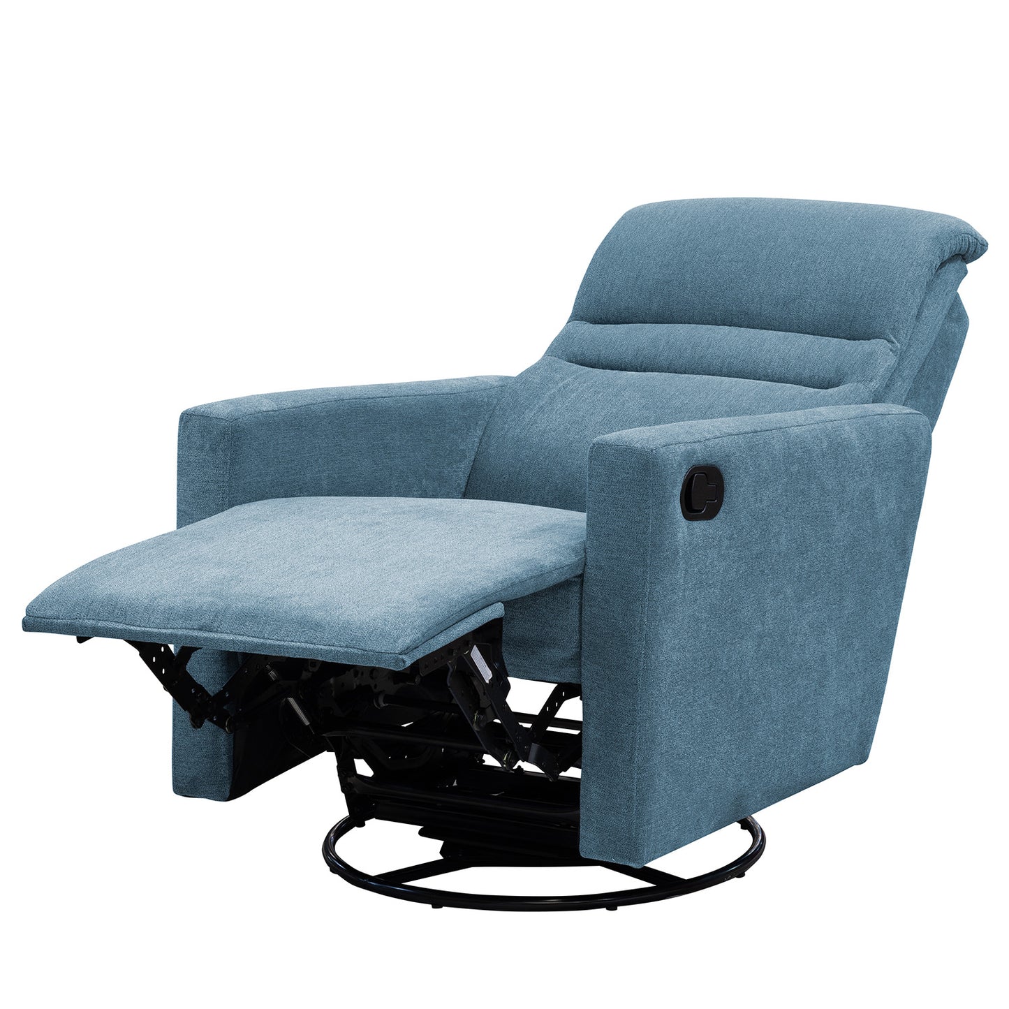 SILLA RECLINABLE MECEDORA GIRATORIA ARTHUR 1 PUESTO MICROFIBRA AZUL
