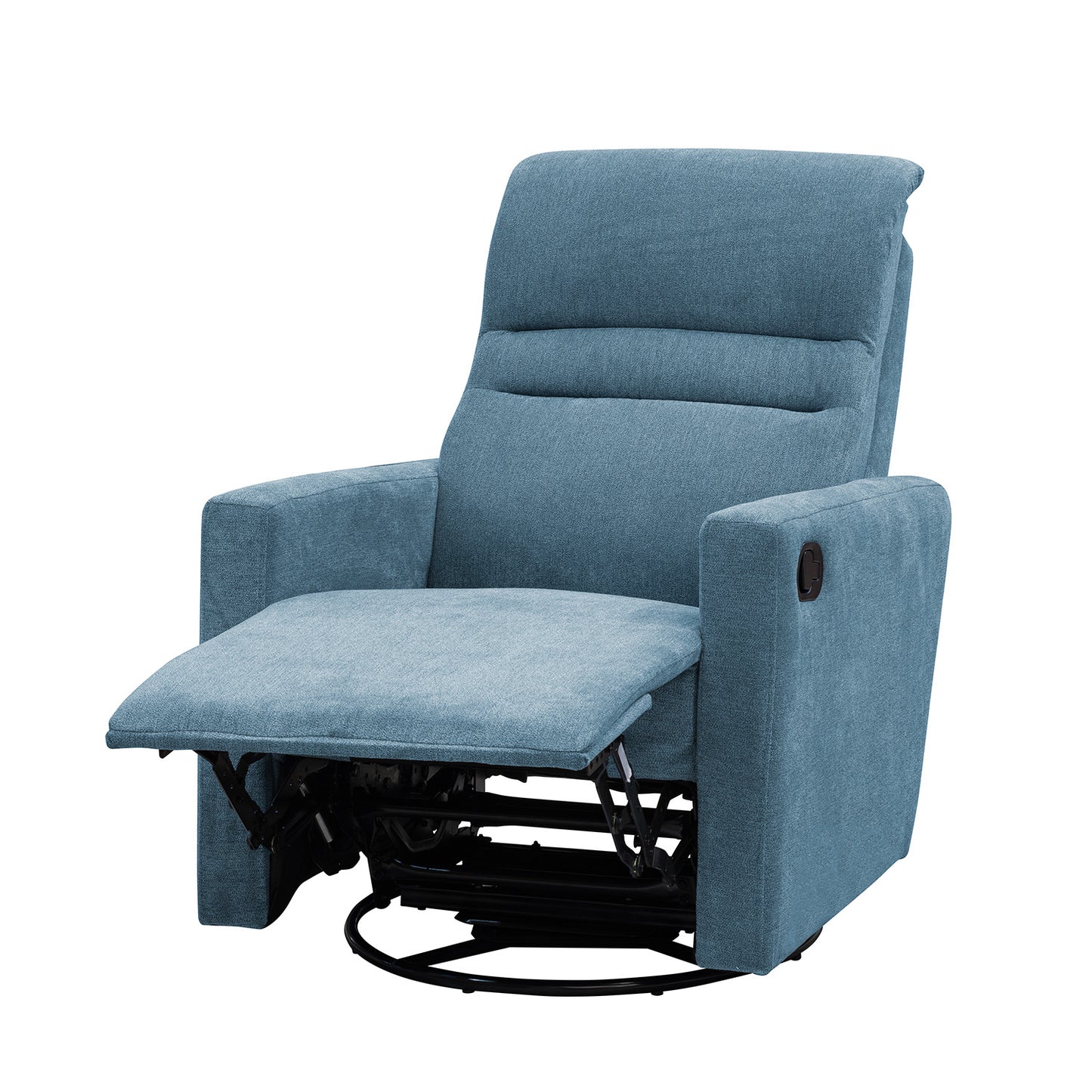 SILLA RECLINABLE MECEDORA GIRATORIA ARTHUR 1 PUESTO MICROFIBRA AZUL
