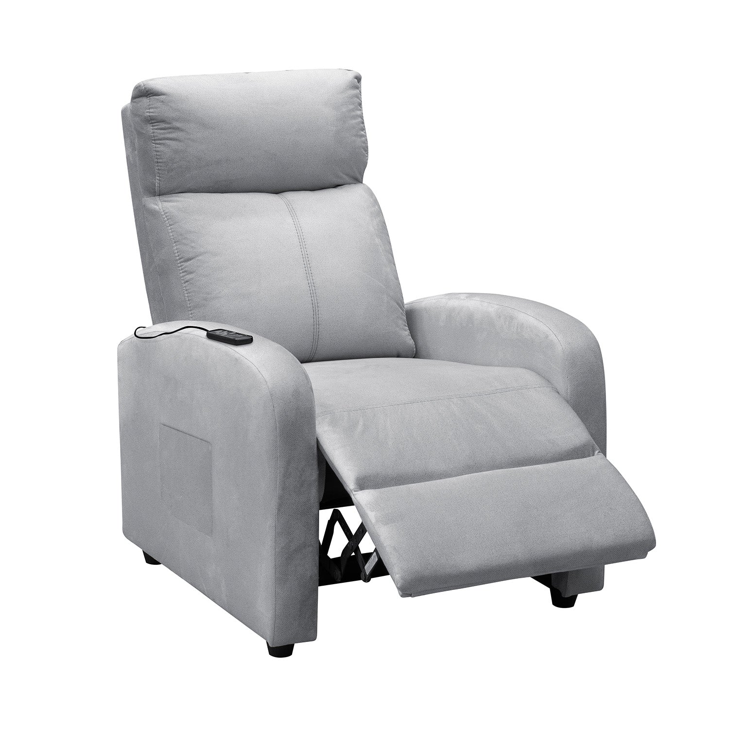 Silla reclinable estática con masaje daly 1 puesto microfibra plata