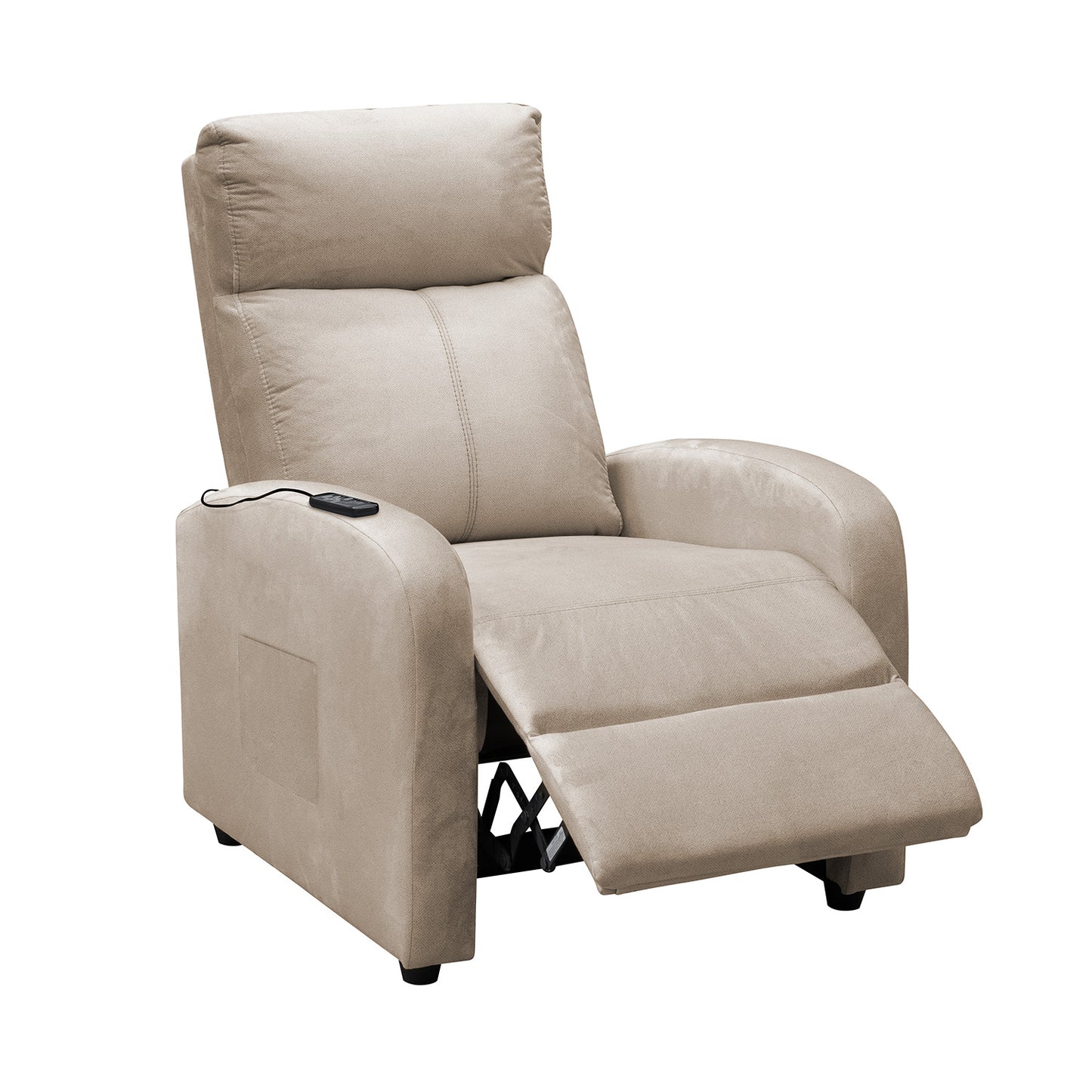 SILLA RECLINABLE ESTATICA CON MASAJE OMY 1 PUESTO MICROFIBRA CRUDO