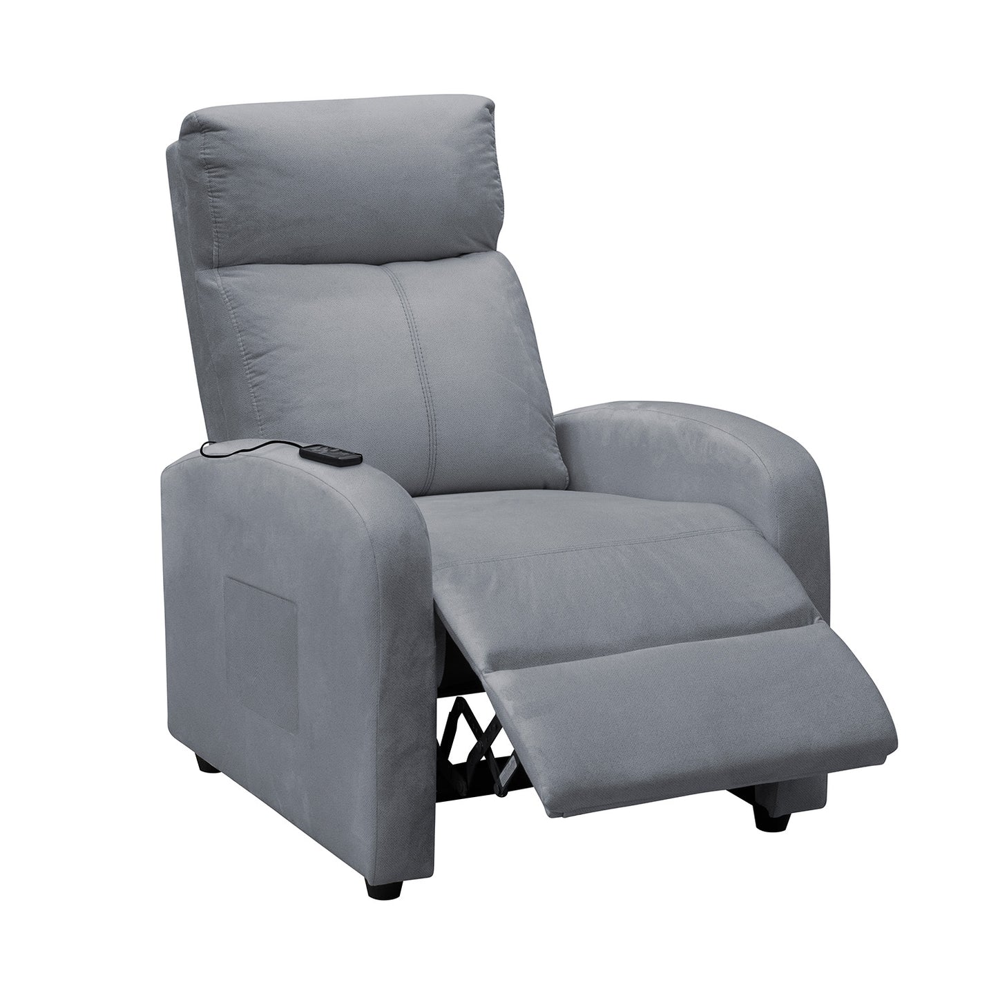 SILLA RECLINABLE ESTATICA CON MASAJE OMY 1 PUESTO MICROFIBRA GRIS PLOMO