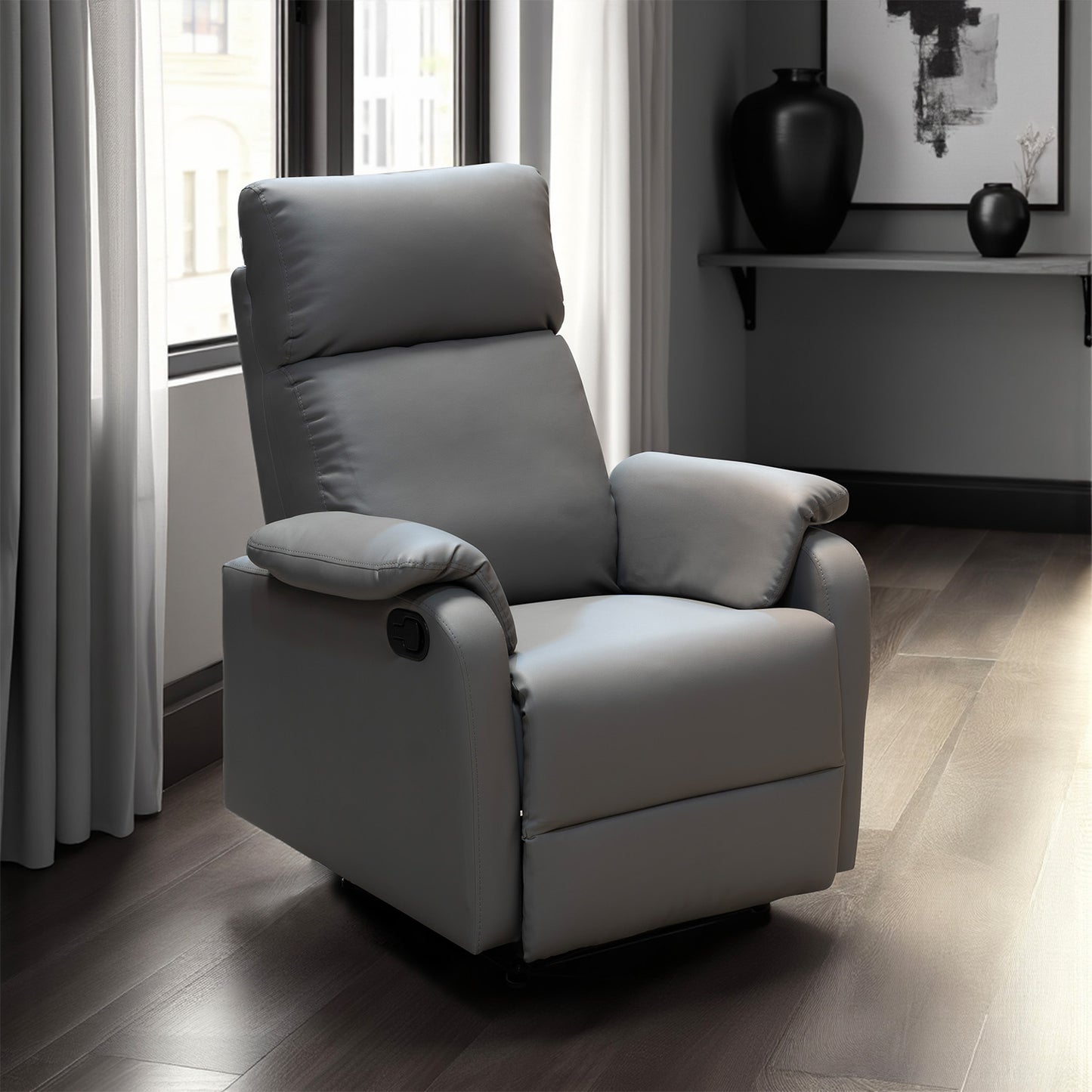 SILLA RECLINABLE VELVET 1 PUESTO SINTETICO GRIS CLARO