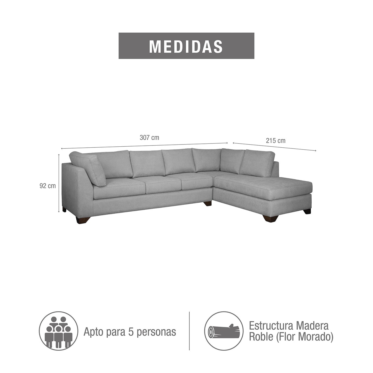 SOFÁ EN L SOFIA DERECHA PLATA