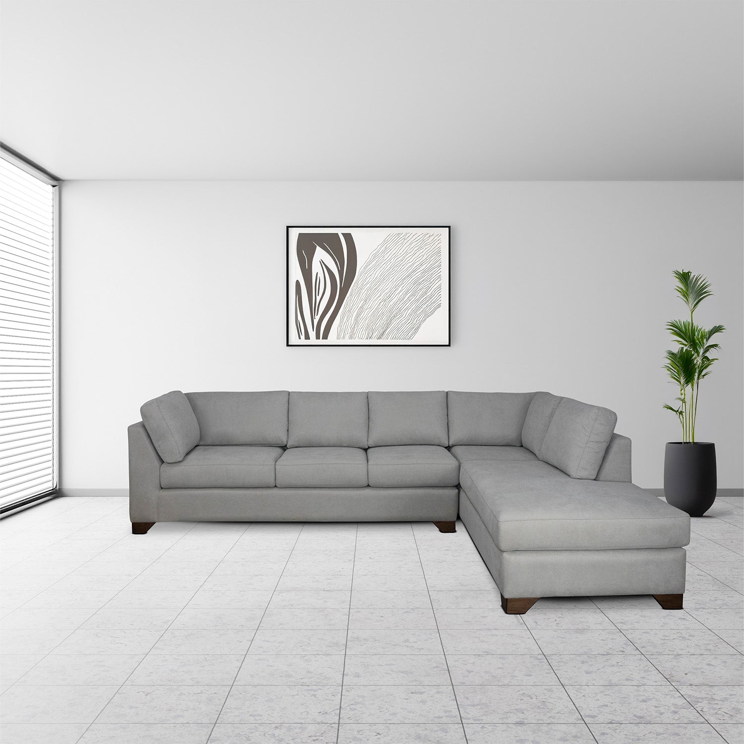 Sofá en L sofia derecha plata