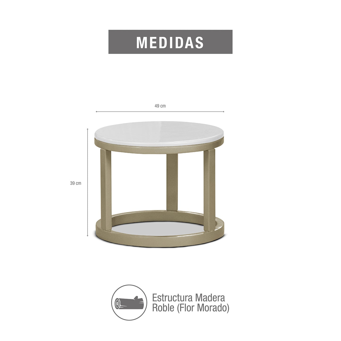 SET X2 MESA AUXILIAR NOVA GRANDE-PEQ BLANCO PERLA CHAMPAN