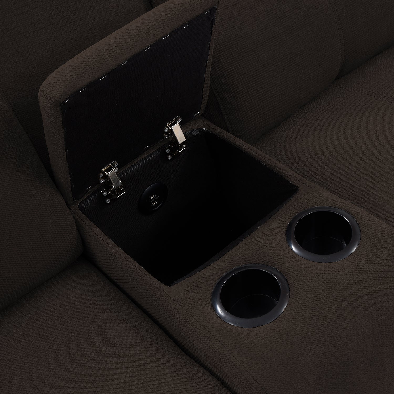 Sofá reclinable marsella 2 puestos con consola en microfibra chocolate