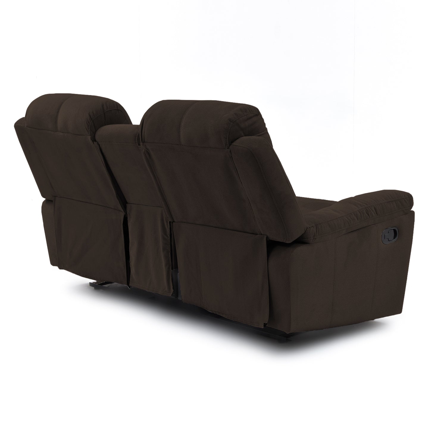 SOFA RECLINABLE CON CONSOLA MARSELLA 2 PUESTOS MICROFIBRA CHOCOLATE