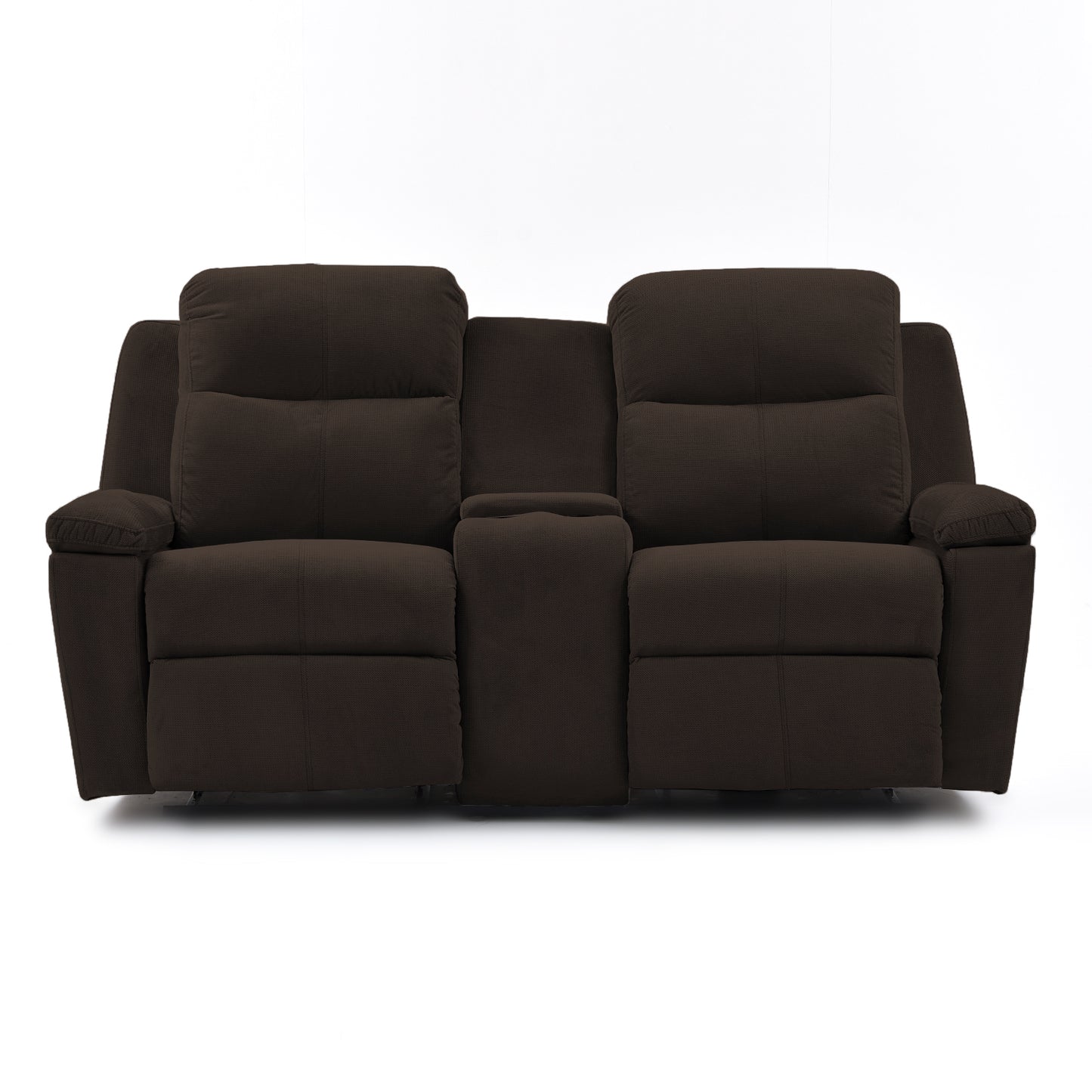 SOFA RECLINABLE CON CONSOLA MARSELLA 2 PUESTOS MICROFIBRA CHOCOLATE