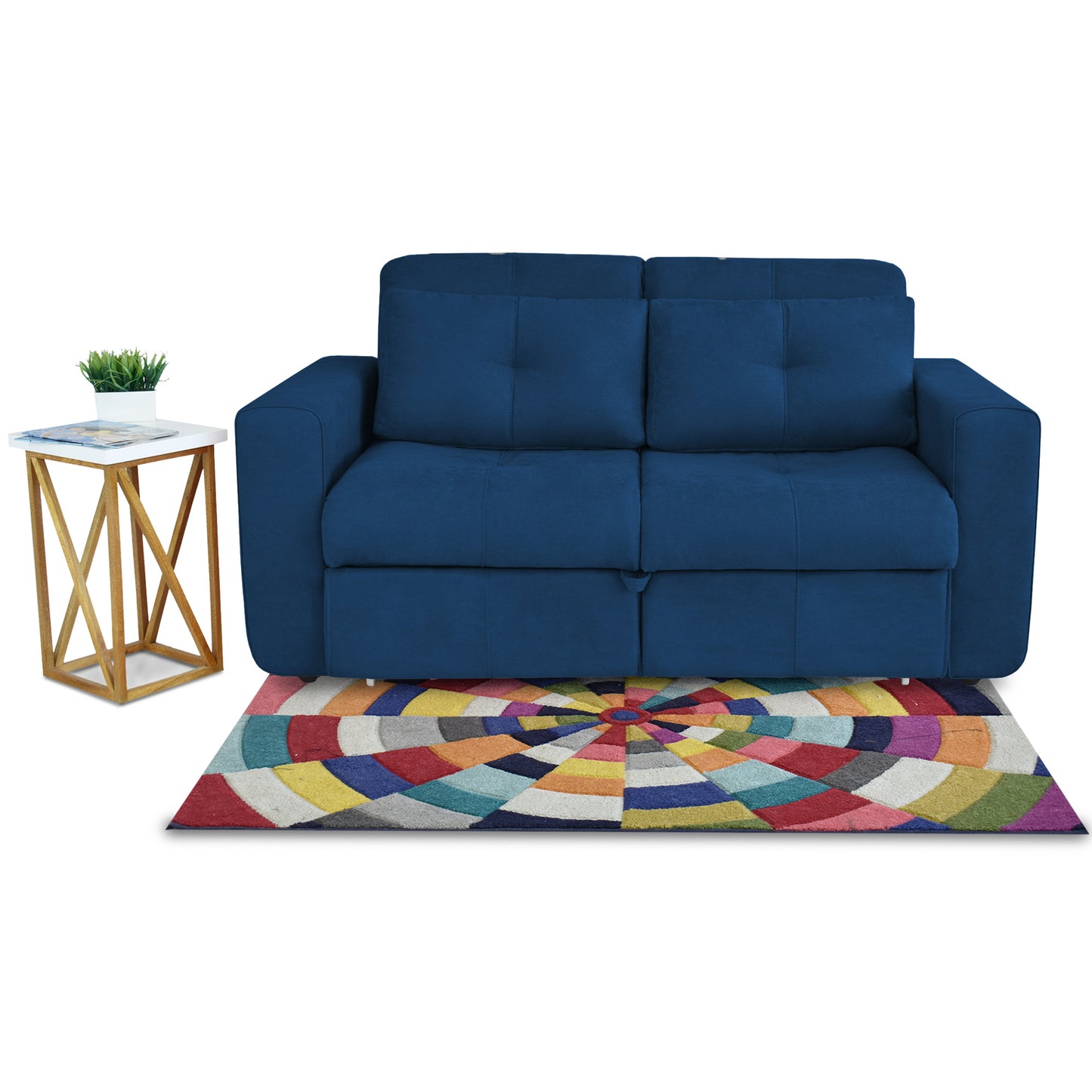 SOFA CAMA BOURBON 1.40 MICROFIBRA AZUL