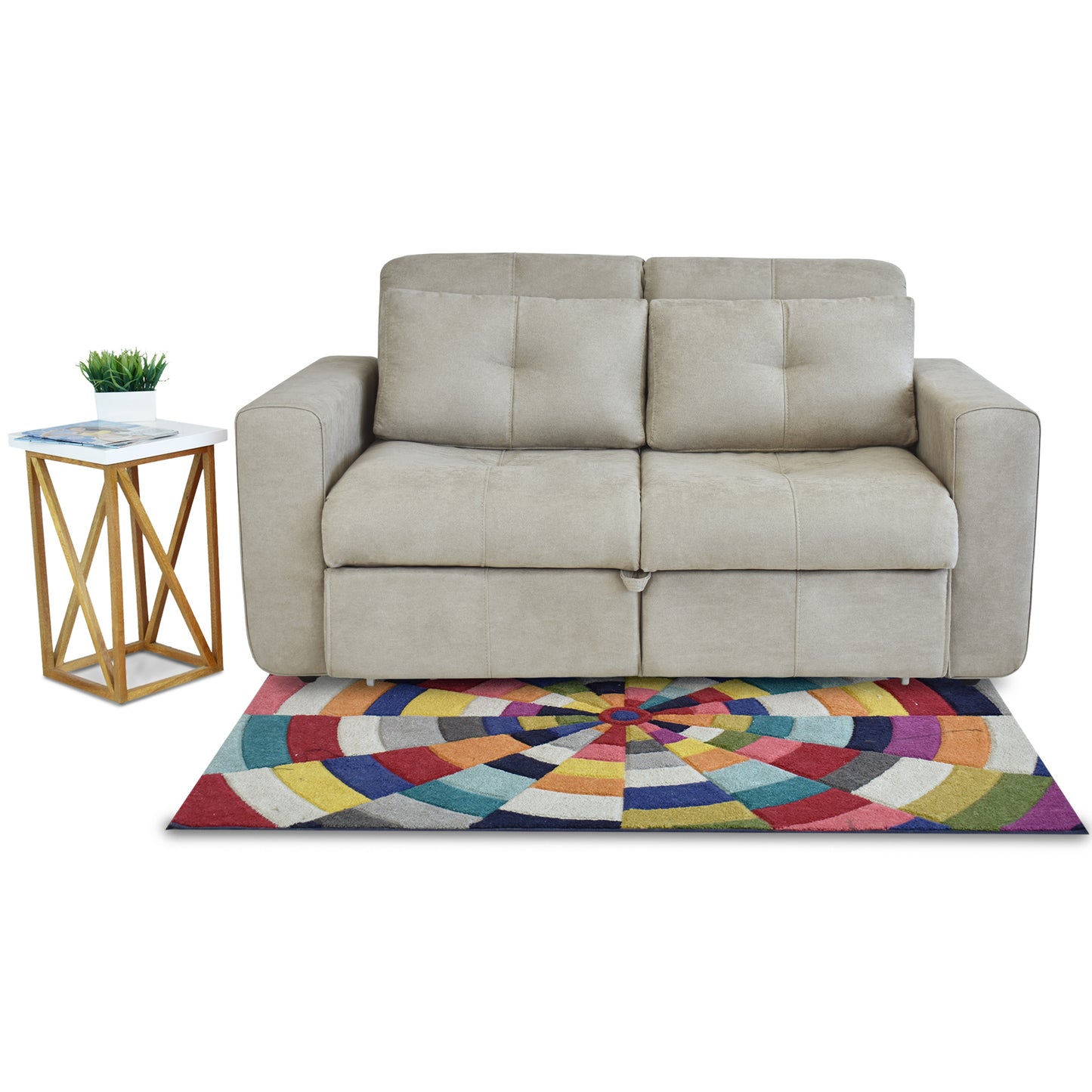SOFA CAMA BOURBON 1.40 MICROFIBRA CAMEL
