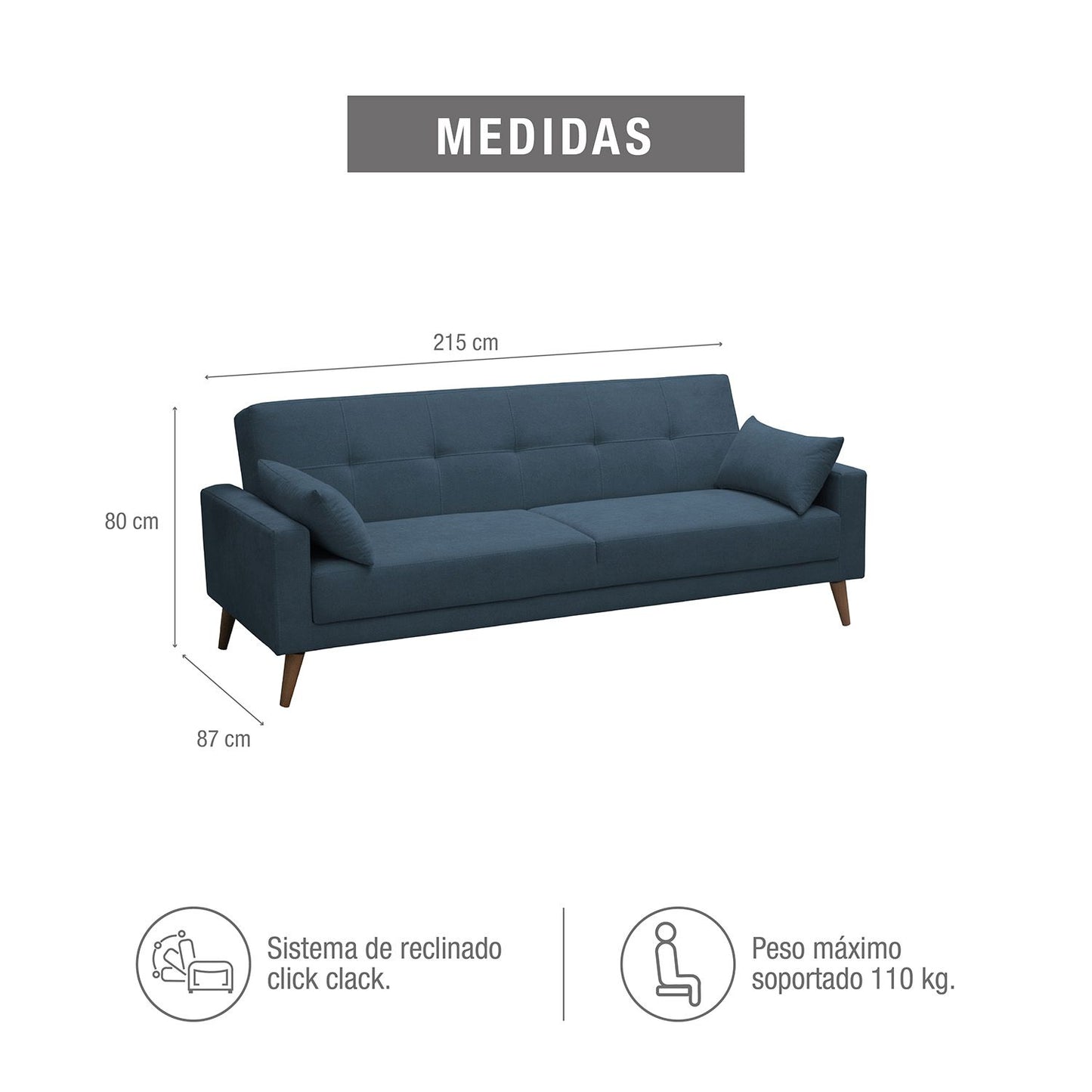 SOFA CAMA TOVIC MICROFIBRA AZUL