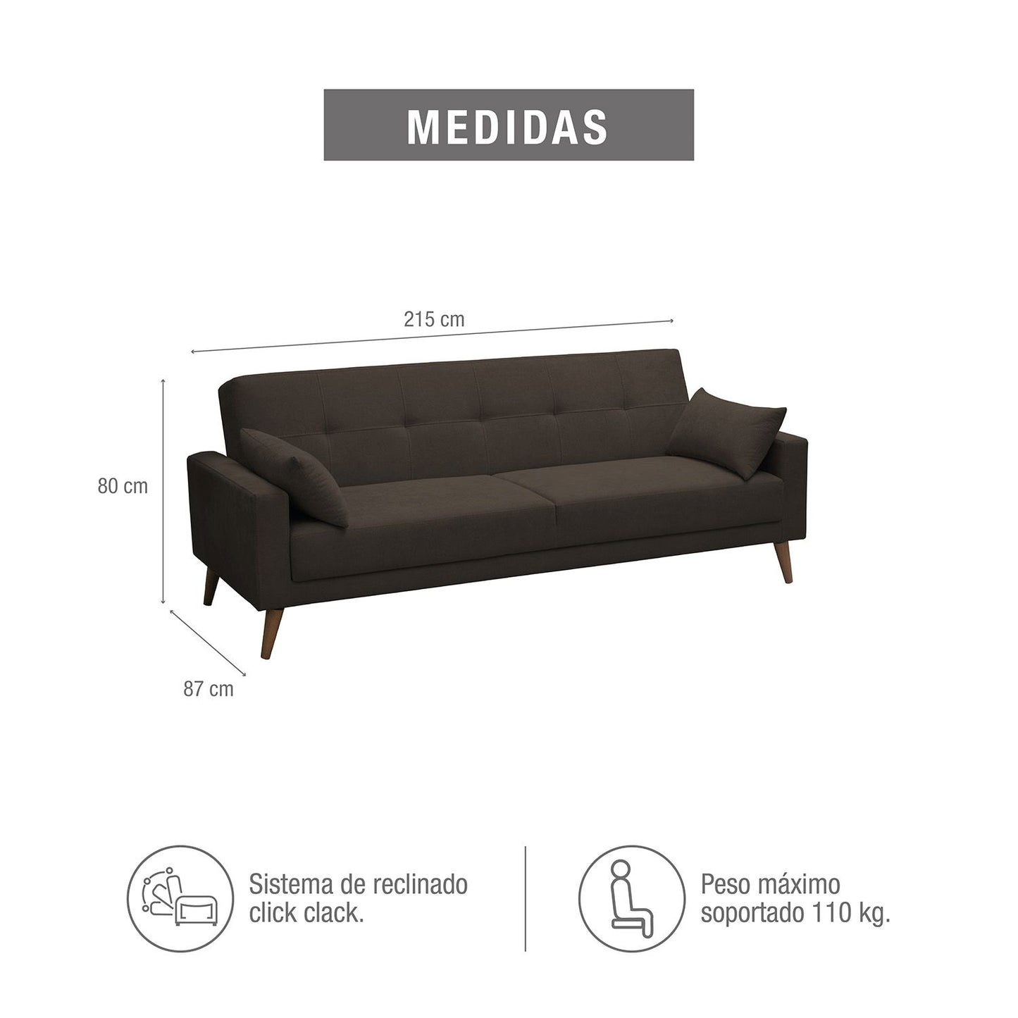 SOFA CAMA TOVIC MICROFIBRA CHOCOLATE