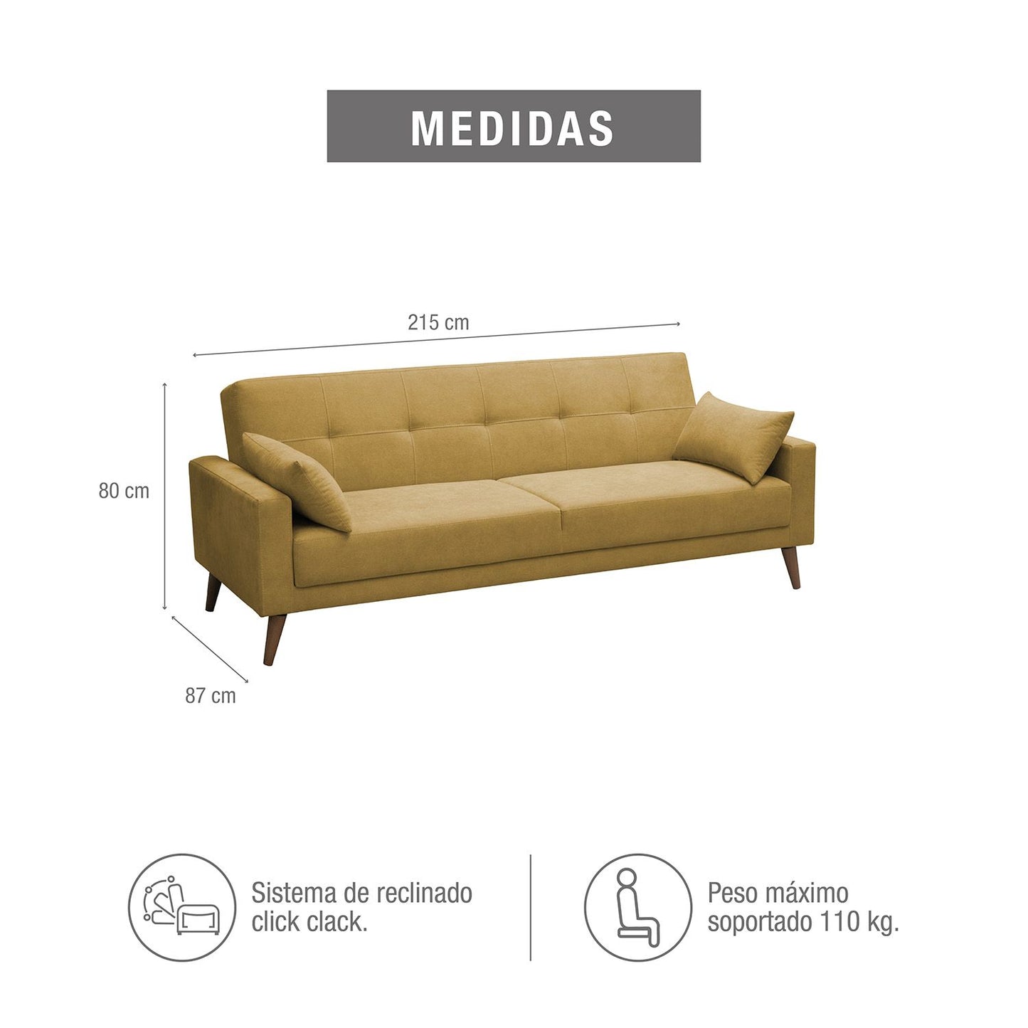 SOFA CAMA TOVIC MICROFIBRA MOSTAZA