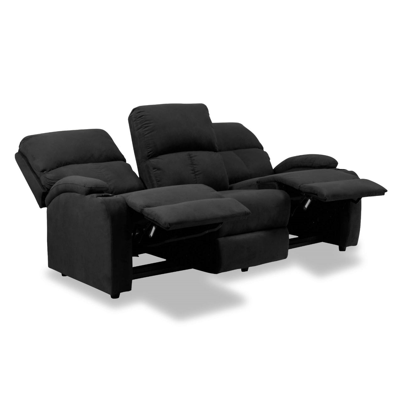 SOFA RECLINABLE AMBER 3 PUESTOS MICROFIBRA GRIS PLOMO