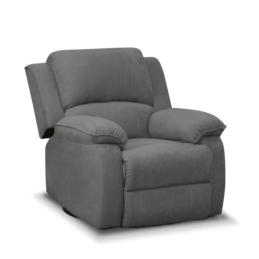 SILLA RECLINABLE MECEDORA GIRATORIA TOKIO MICROFIBRA. GRIS PLOMO