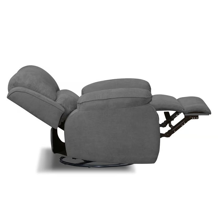 SILLA RECLINABLE MECEDORA GIRATORIA TOKIO MICROFIBRA. GRIS PLOMO