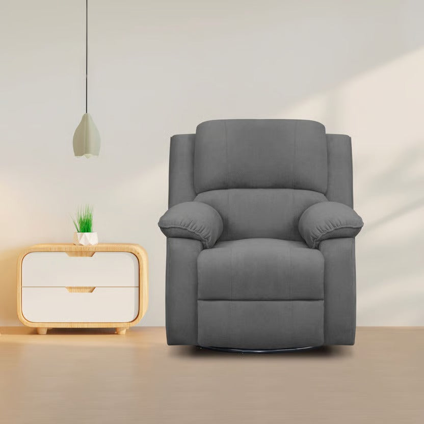 SILLA RECLINABLE MECEDORA GIRATORIA TOKIO MICROFIBRA. GRIS PLOMO