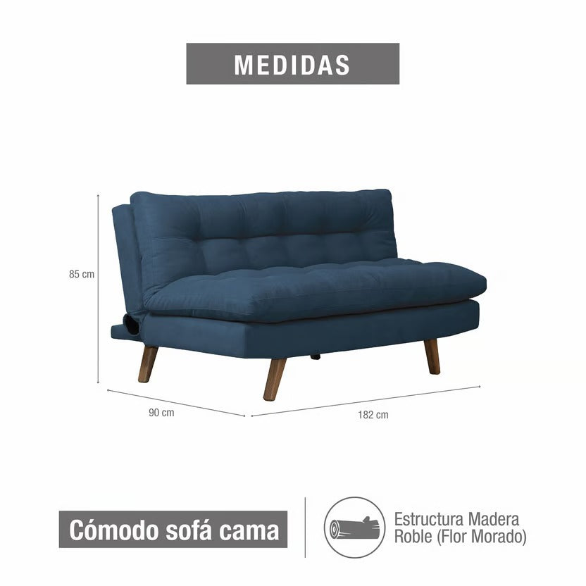 SOFA CAMA ZUR NATURAL MICROFIBRA AZUL