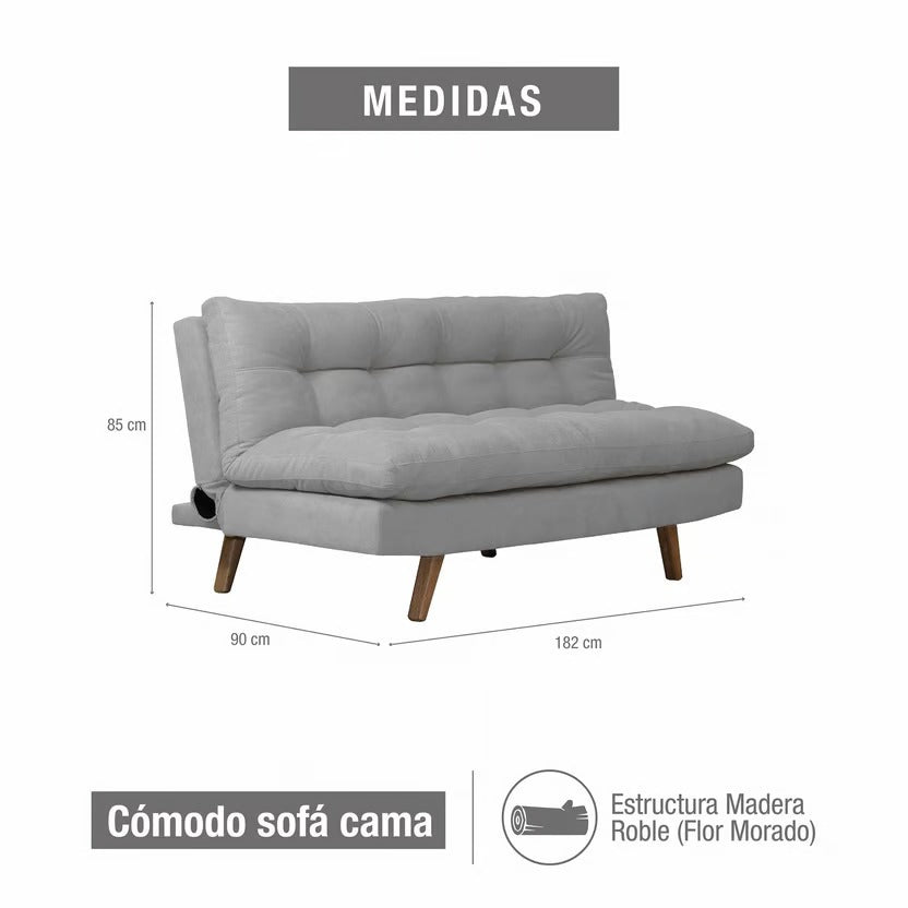 SOFA CAMA ZUR NATURAL MICROFIBRA PLATA